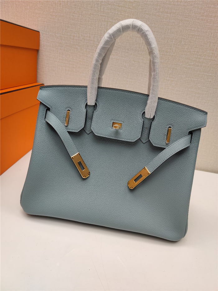Hermes Birkin 25/30/35cm Bag Togo Leather In Blue Lin WAX High