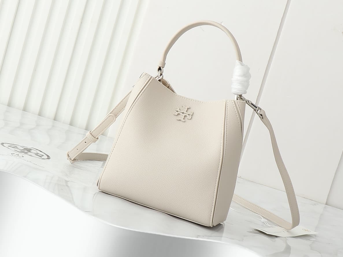 Tory Burch mcgraw hobo bag white grained calfskin high