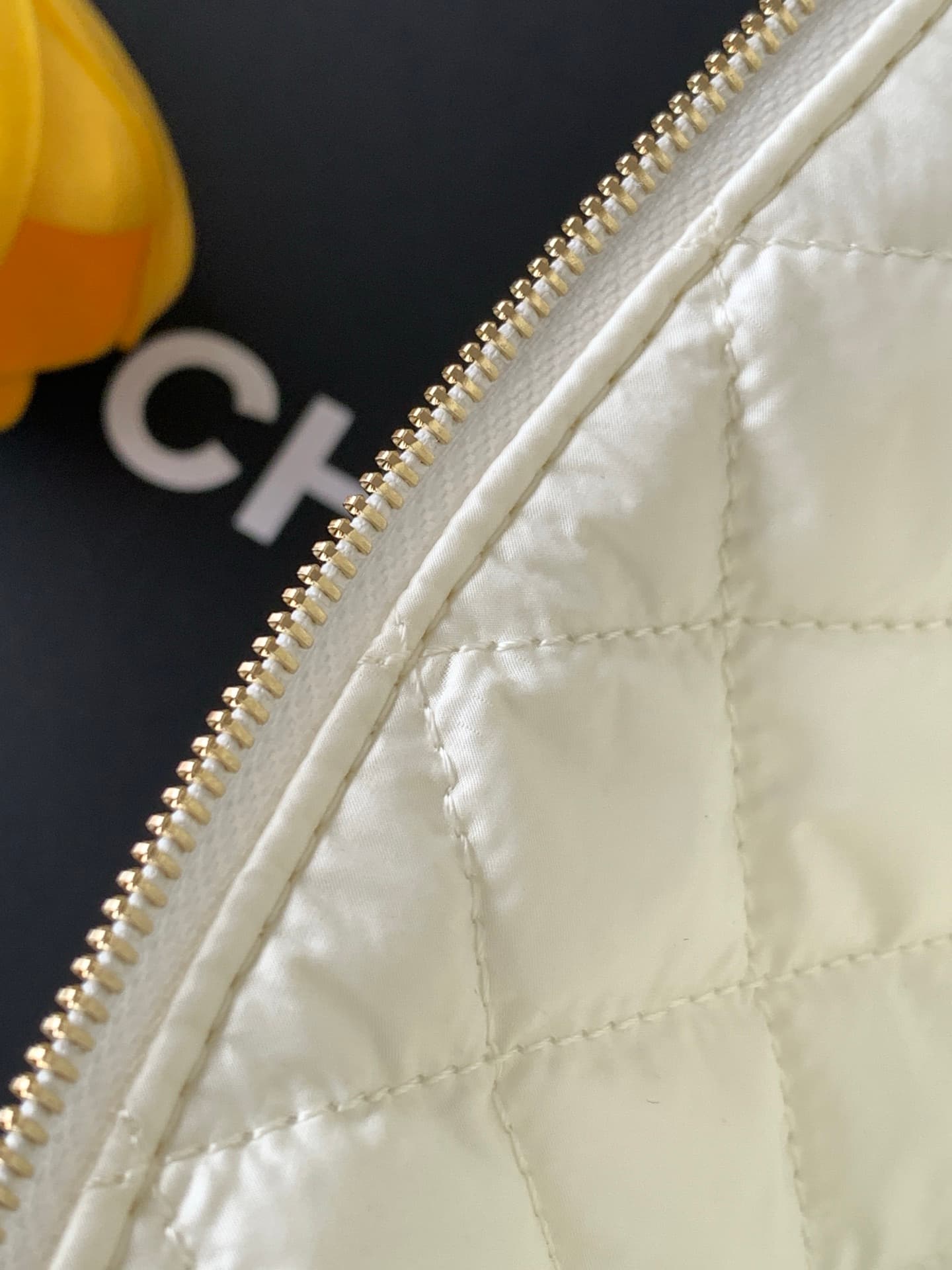 Chanel Zipped Case Printed Fabric & Gold-Tone Metal Black & White AS4989 A