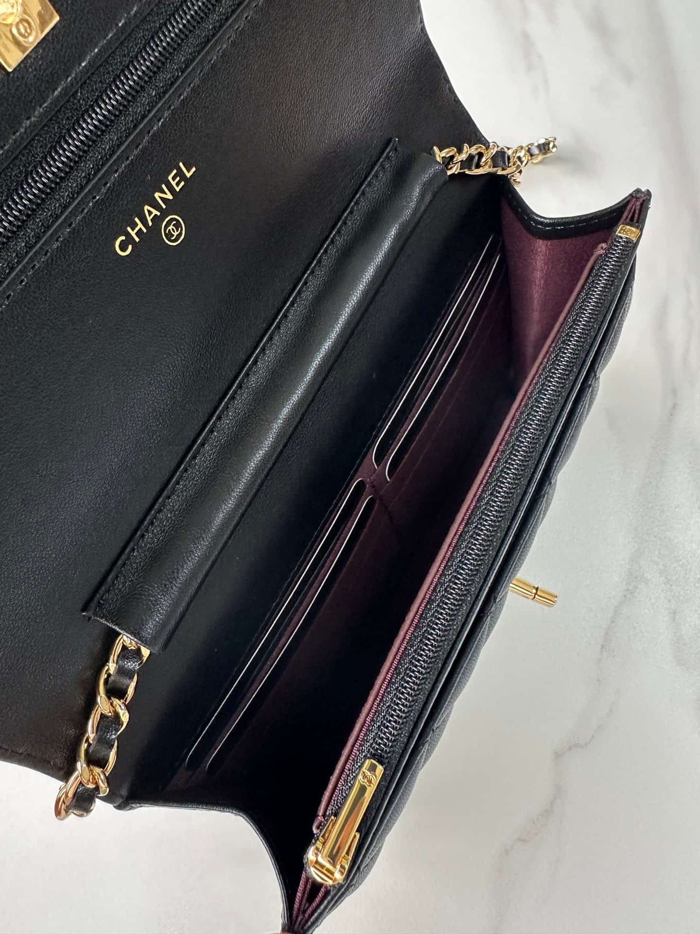 Chanel Classic Wallet on Chain Shiny Lambskin & Gold-Tone Metal AP4241 Black High