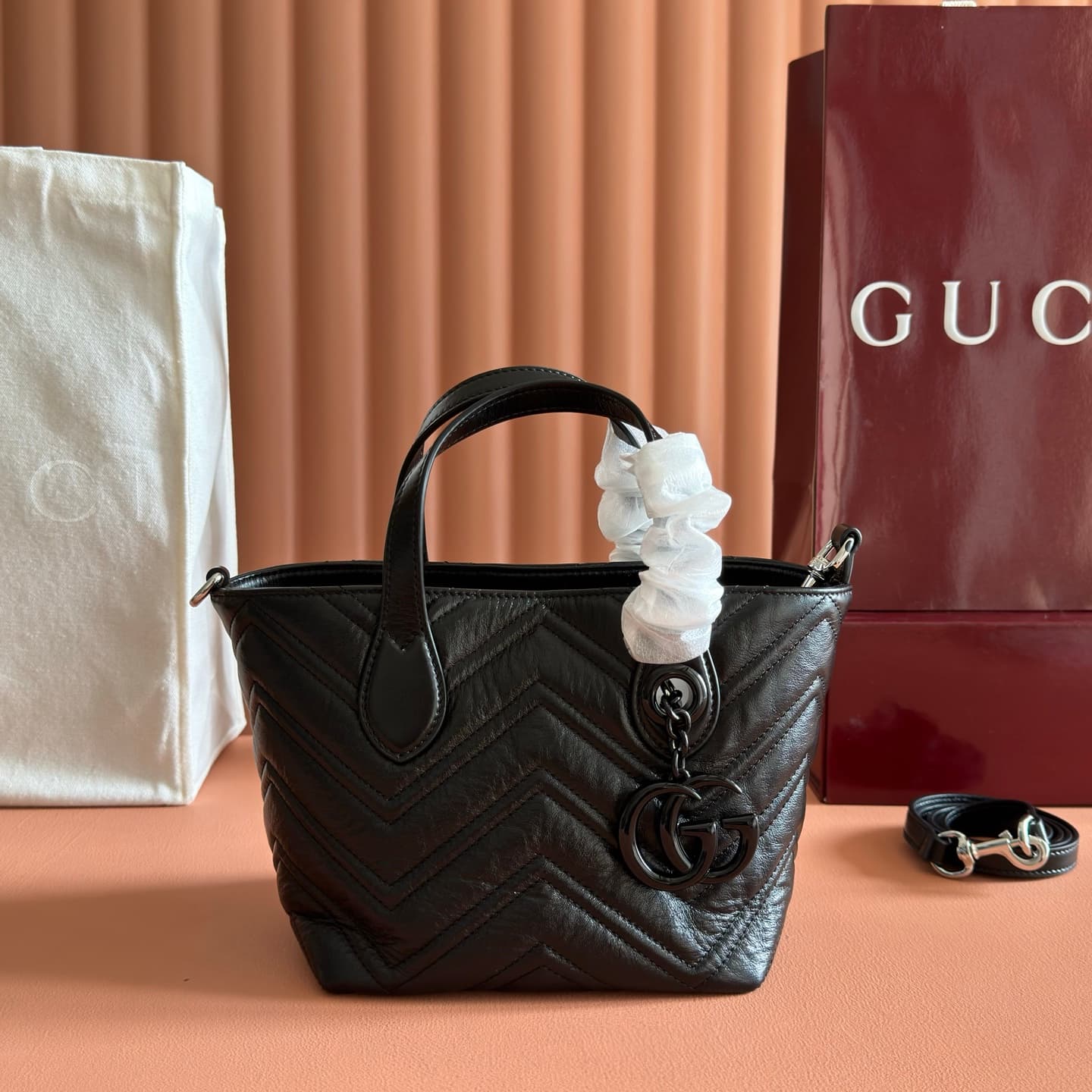 Gucci GG Marmont Small tote bag black leather ‎855391 High