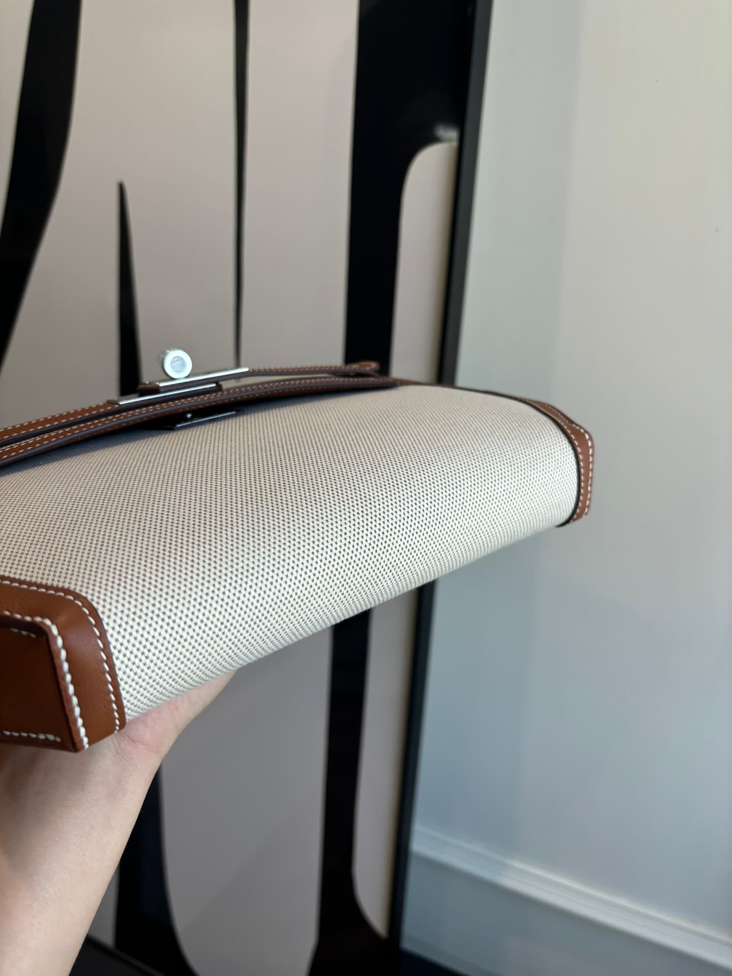 Hermes Kelly Depeches 25 pouch in H canvas and Swift Leather WAX High