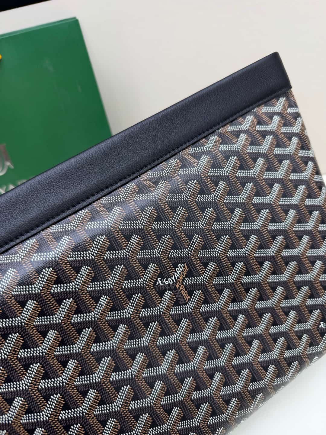 Goyard Conti pouch Goyardine canvas and Chevroches Calfskin Black High
