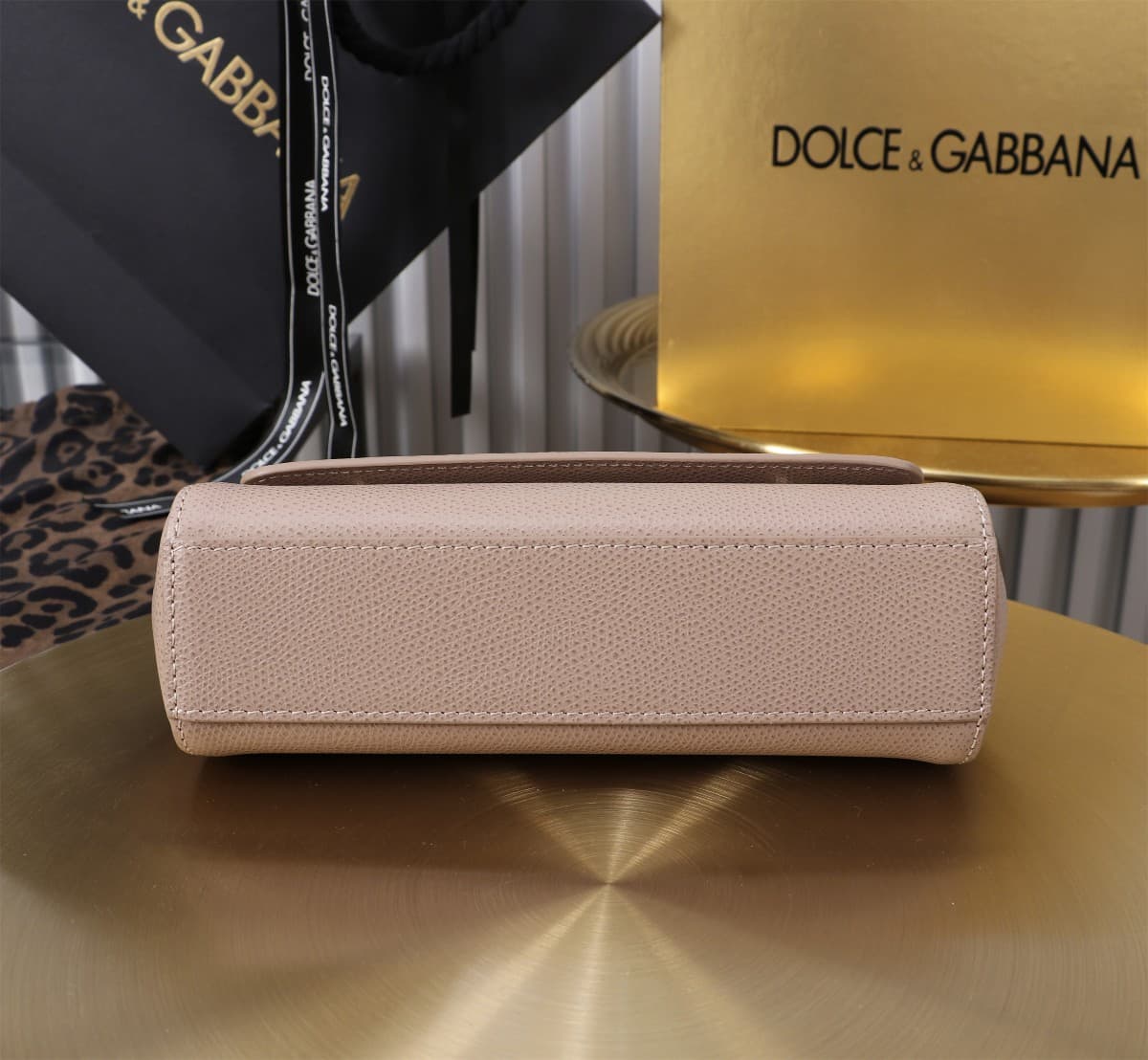 Dolce & Gabbana Miss Sicily top handle bag calfskin leather Nude Pink High