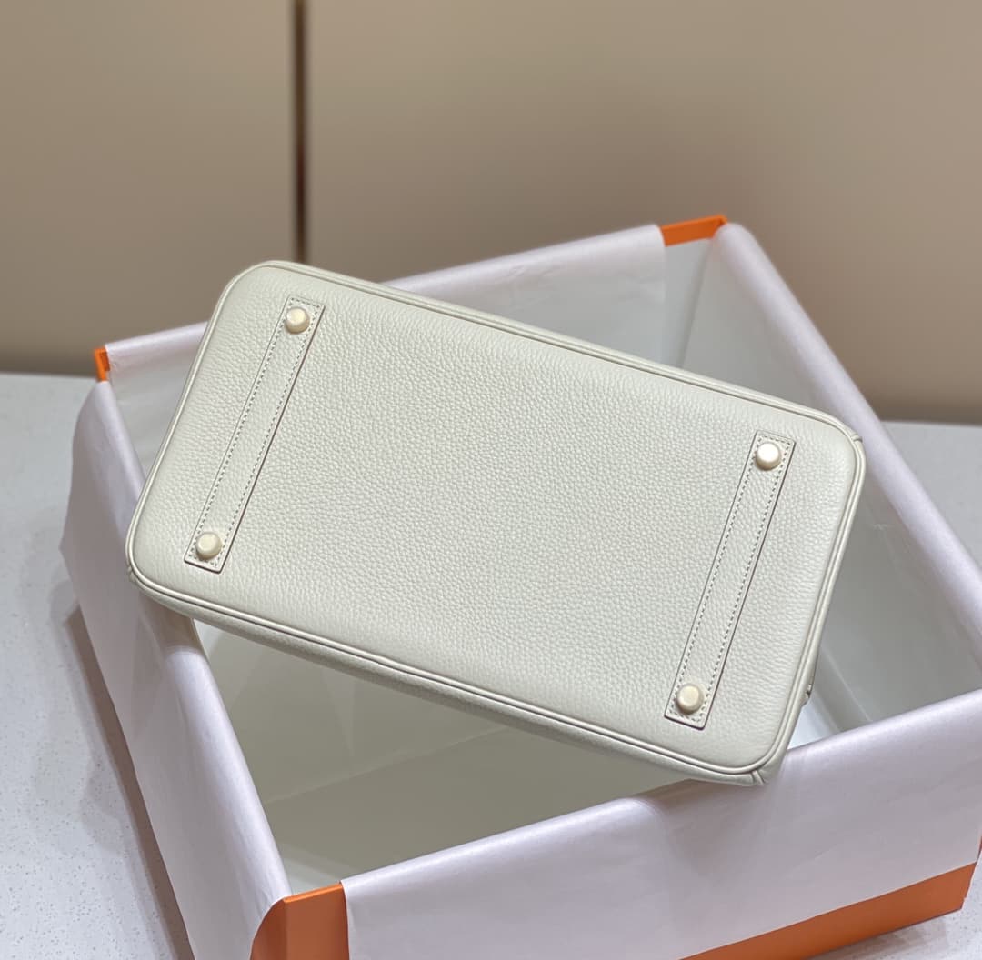 Hermes Birkin 25/30/35cm Bag Calfskin Silver/Gold Metal In Craie High