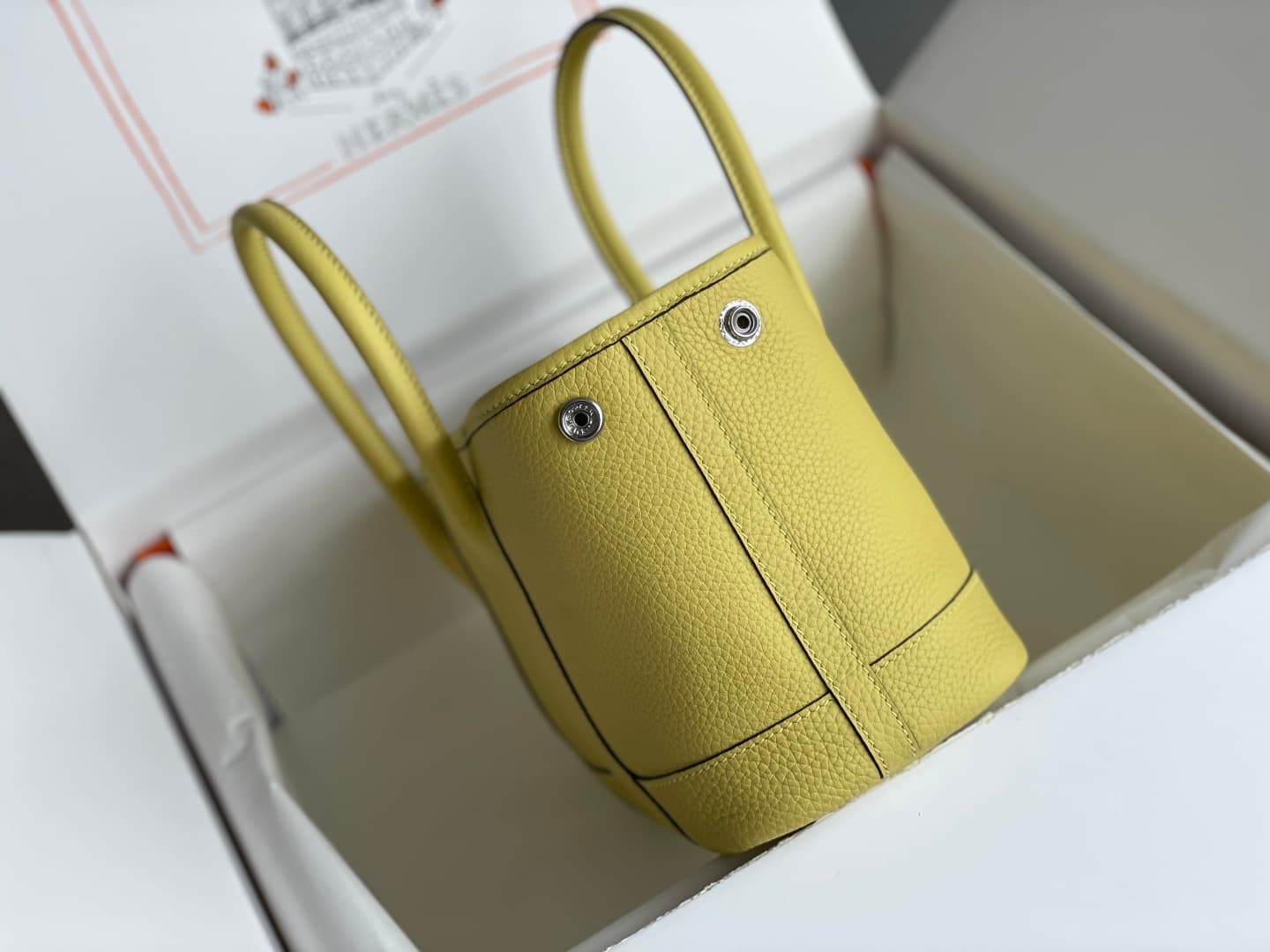 Hermes Garden Party 23 bag in Jaune Poussin Togo Leather WAX High