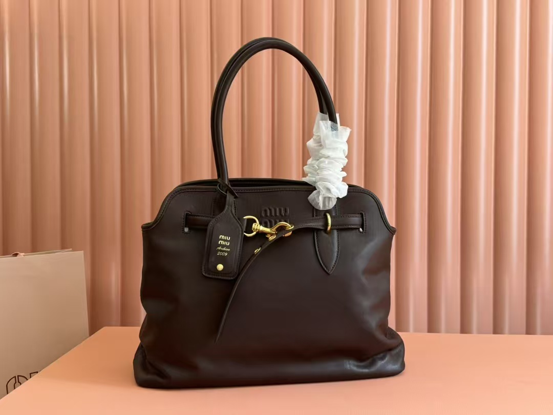 Miu Miu Aventure nappa leather Medium bag in Briarwood Top