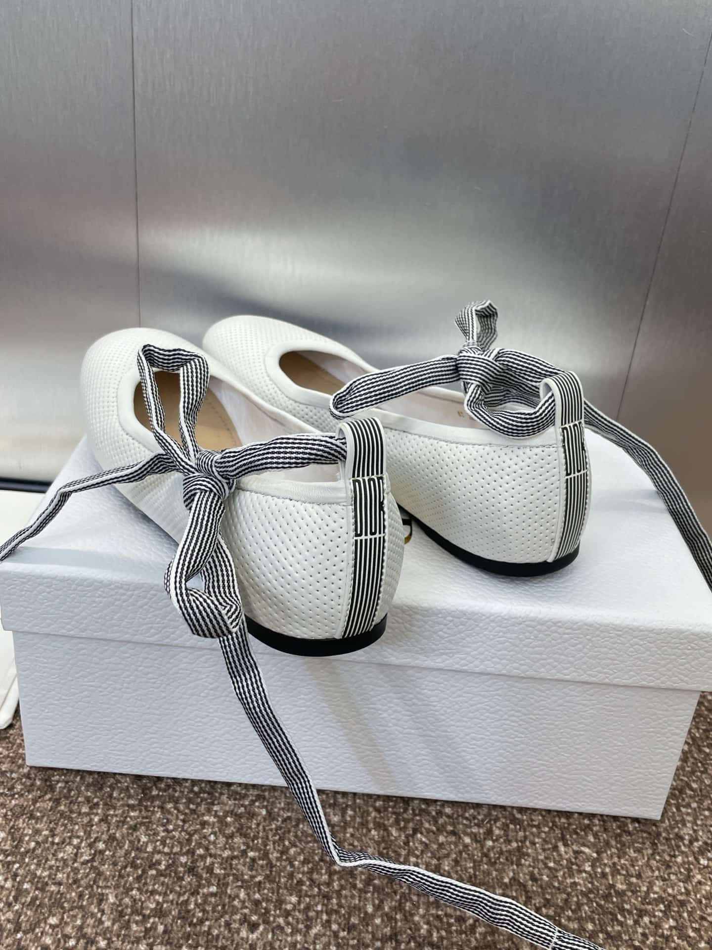 Dior D-Journey Lace-Up Ballet Flat Shoes Women