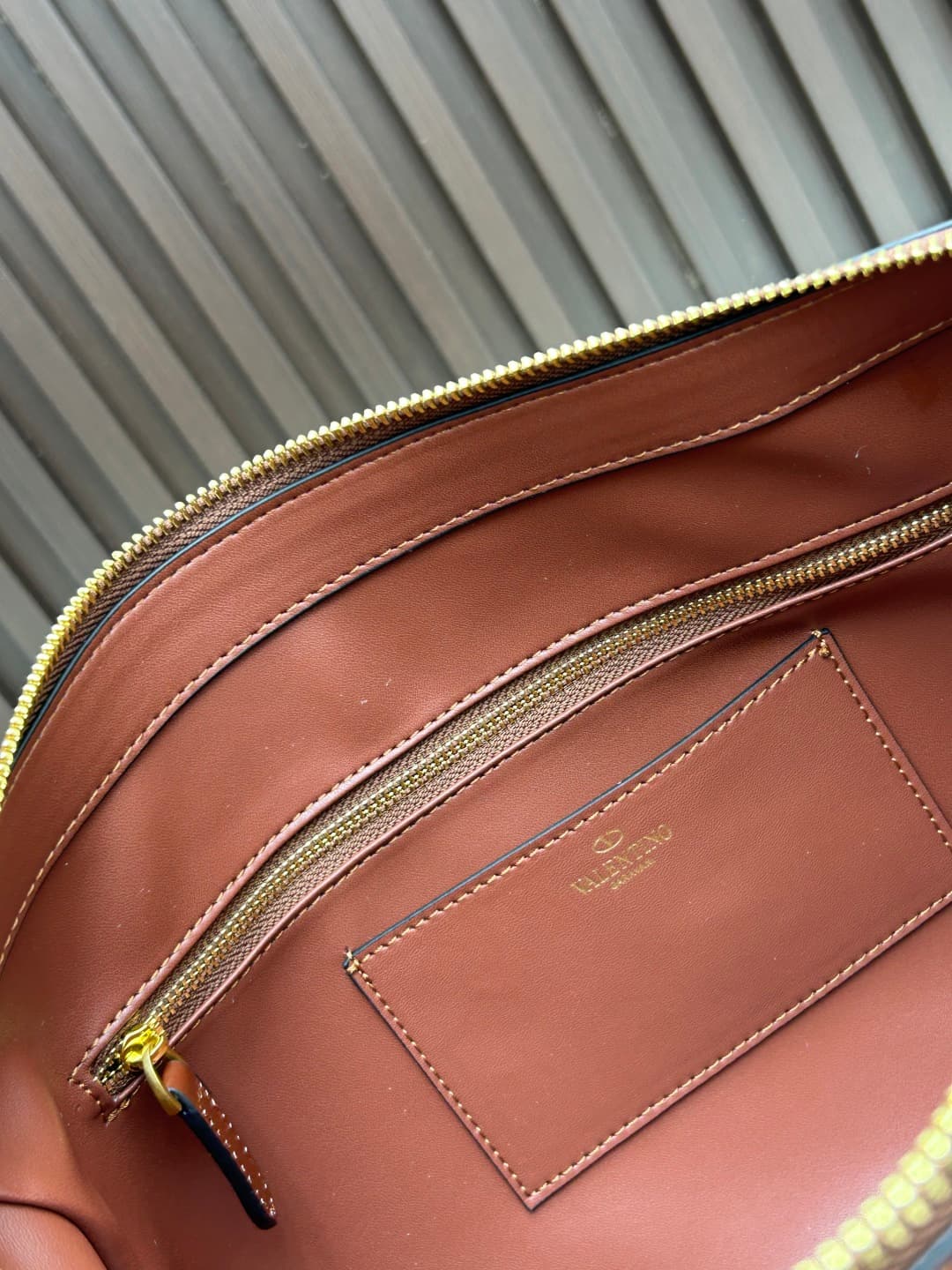 Valentino VLogo Garavani Panthea Shoulder Bag Brown Leather Mid