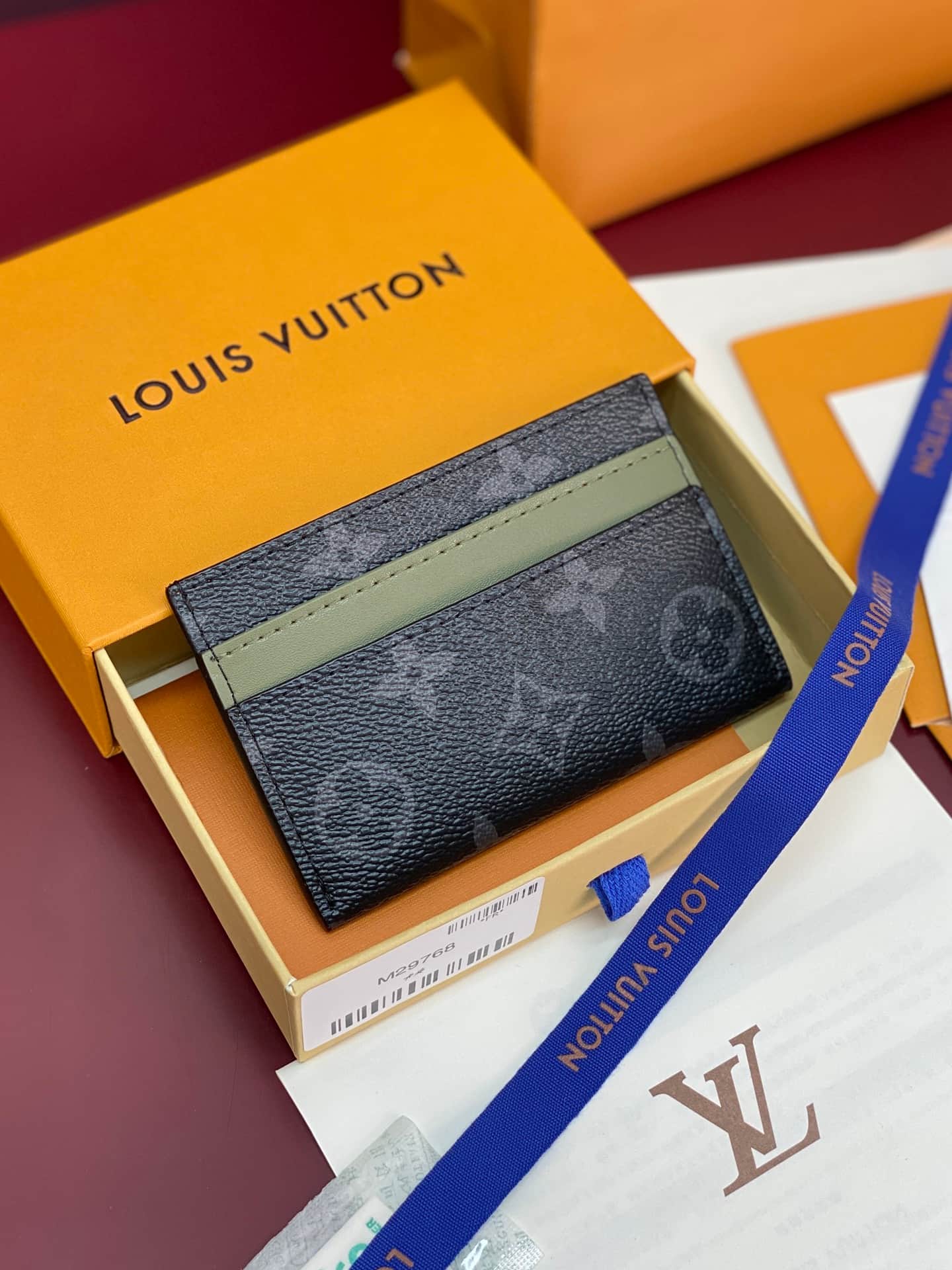 Louis Vuitton Double Card Holder Khaki Green Monogram Eclipse coated canvas M29768 High