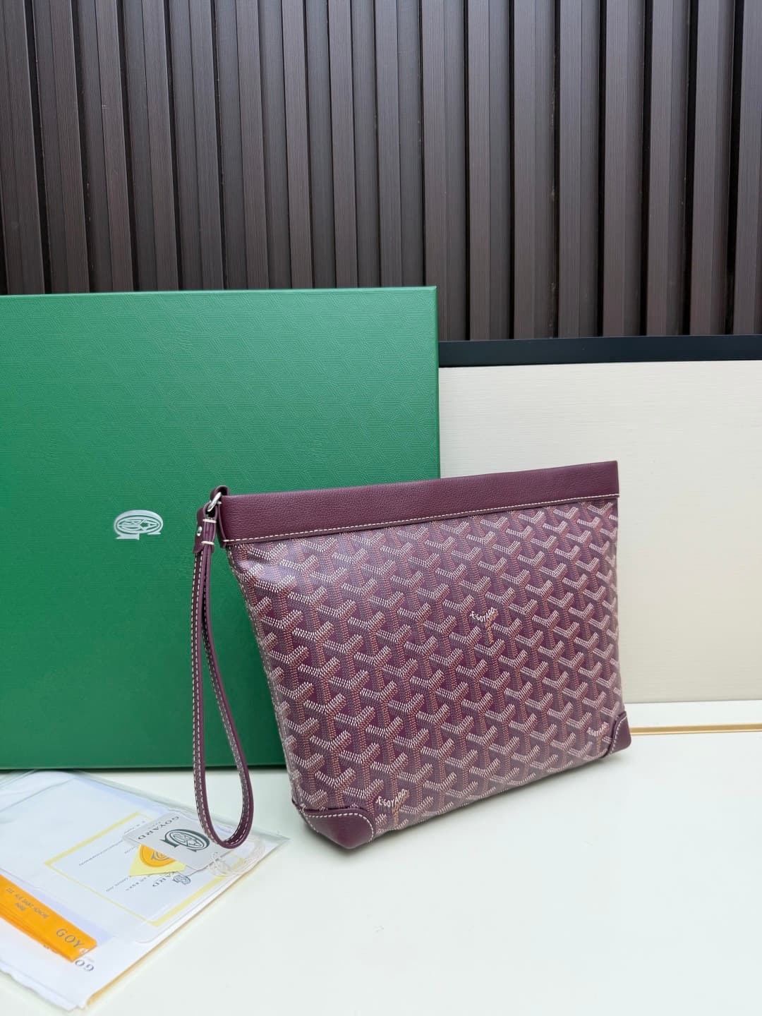 Goyard Conti pouch Goyardine canvas and Chevroches Calfskin Dark Brown High