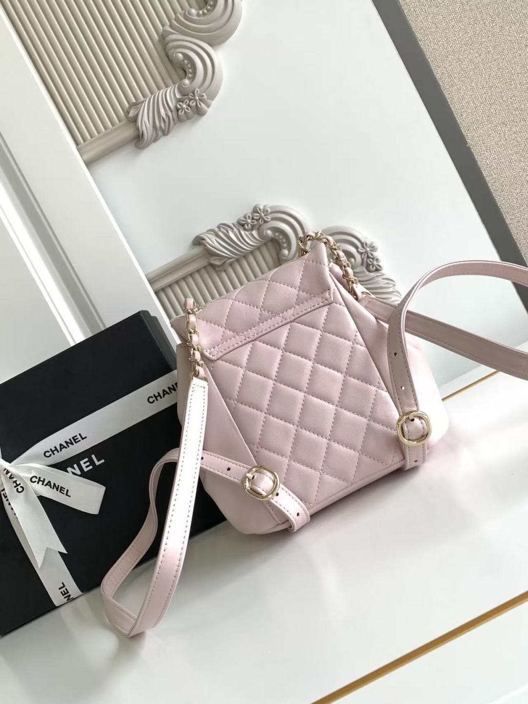 Chanel Small Quilted Duma Backpack Lambskin AS2908 Pink A