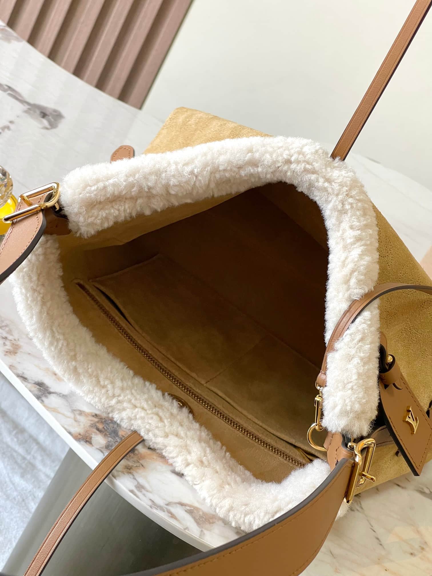 Louis Vuitton CarryAll PM Suede leather Beige M11843 Top