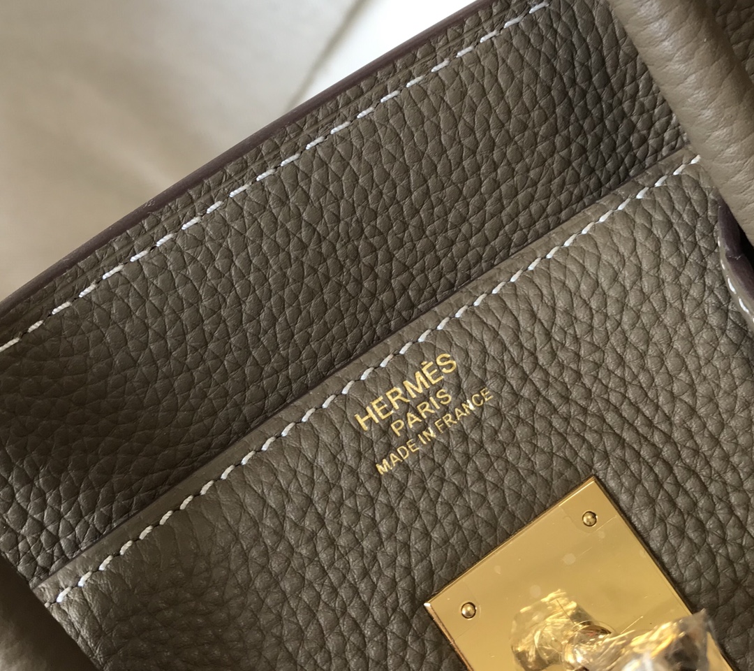 Hermes Birkin 25/30/35cm Bag Calfskin Silver/Gold Metal In Etoupe High