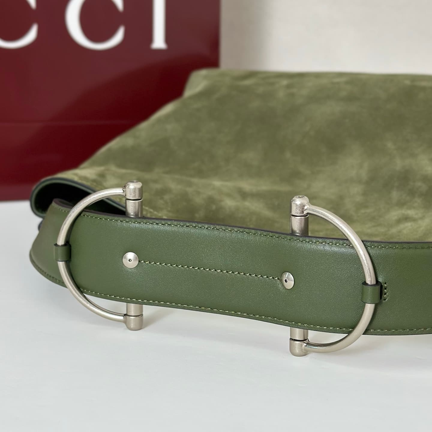 Gucci Beatrix medium tote bag 850926 Green Suede High