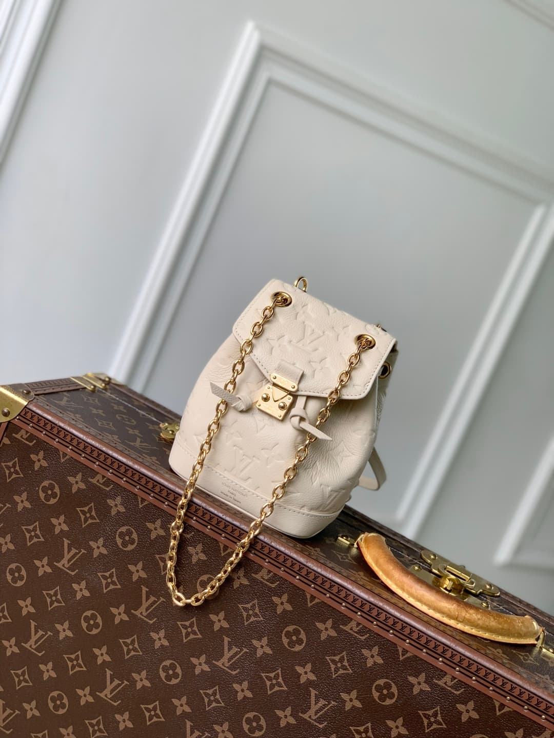 Louis Vuitton Nano Noé Backpack Monogram Empreinte Leather M25819 Cream High