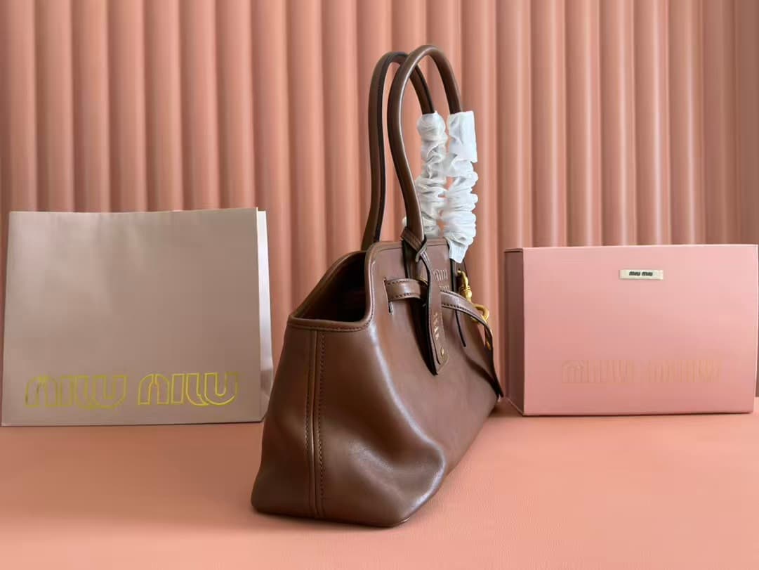 Miu Miu Aventure nappa leather bag 5BG310 Oak TOP