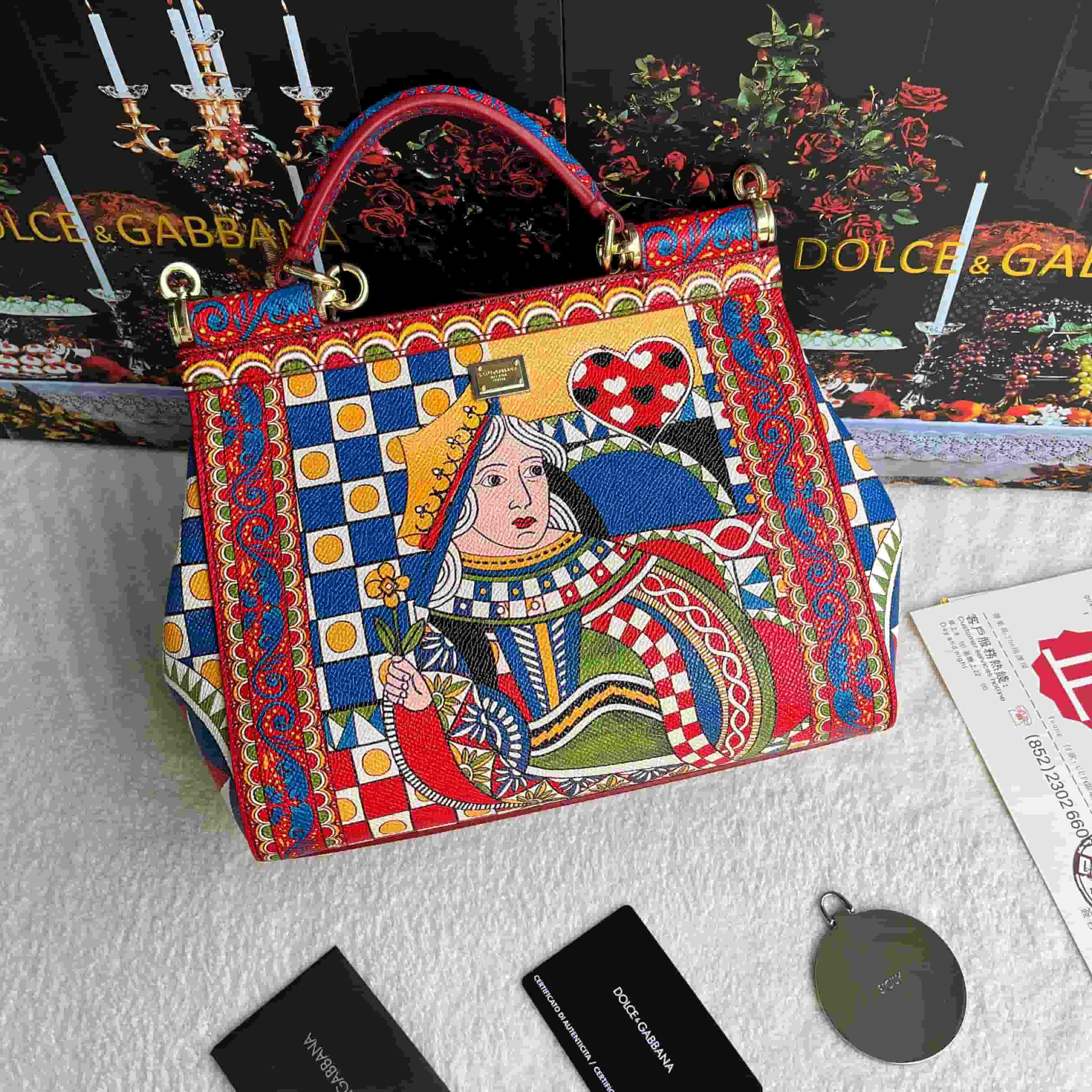 Dolce & Gabbana Miss Sicily top handle bag with multicolor print leather High