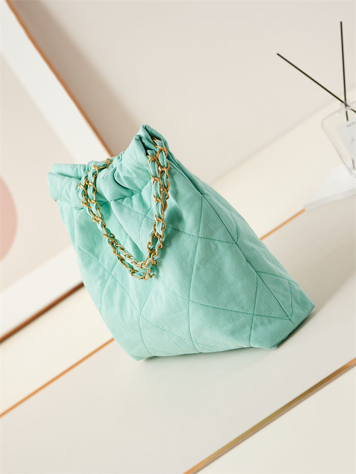 Chanel 22 SMALL HANDBAG Canvas & Gold-Tone Metal AS3260 Green A