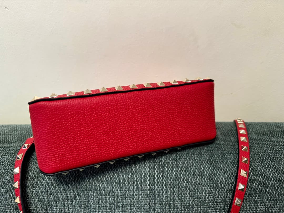 Valentino Garavani Mini Rockstud crossbody bag in Red Grained Calfskin High