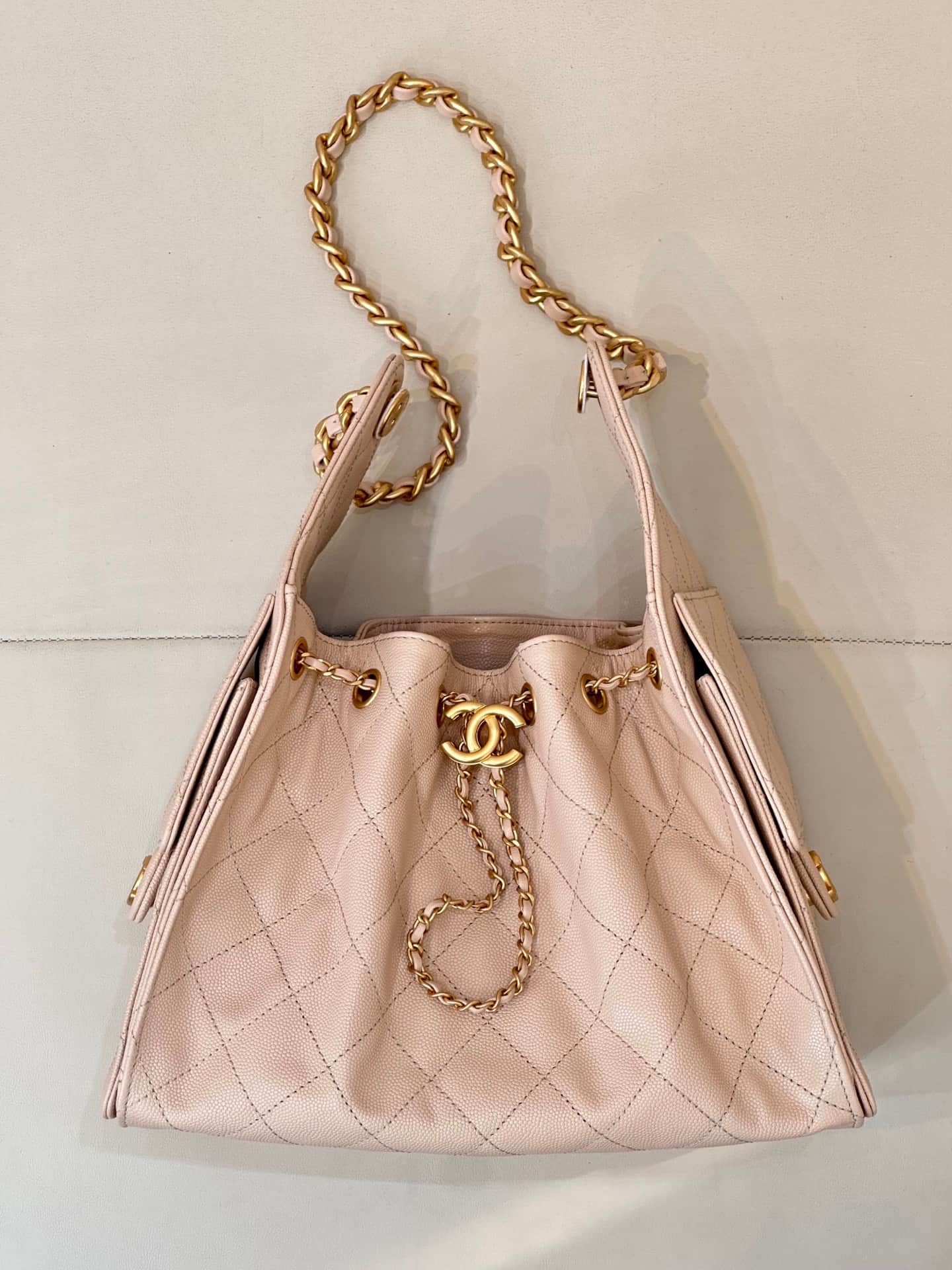 Chanel 25 Small Hobo handbag AS5293 Grained Calfskin &Gold-tone Metal Cream TOP