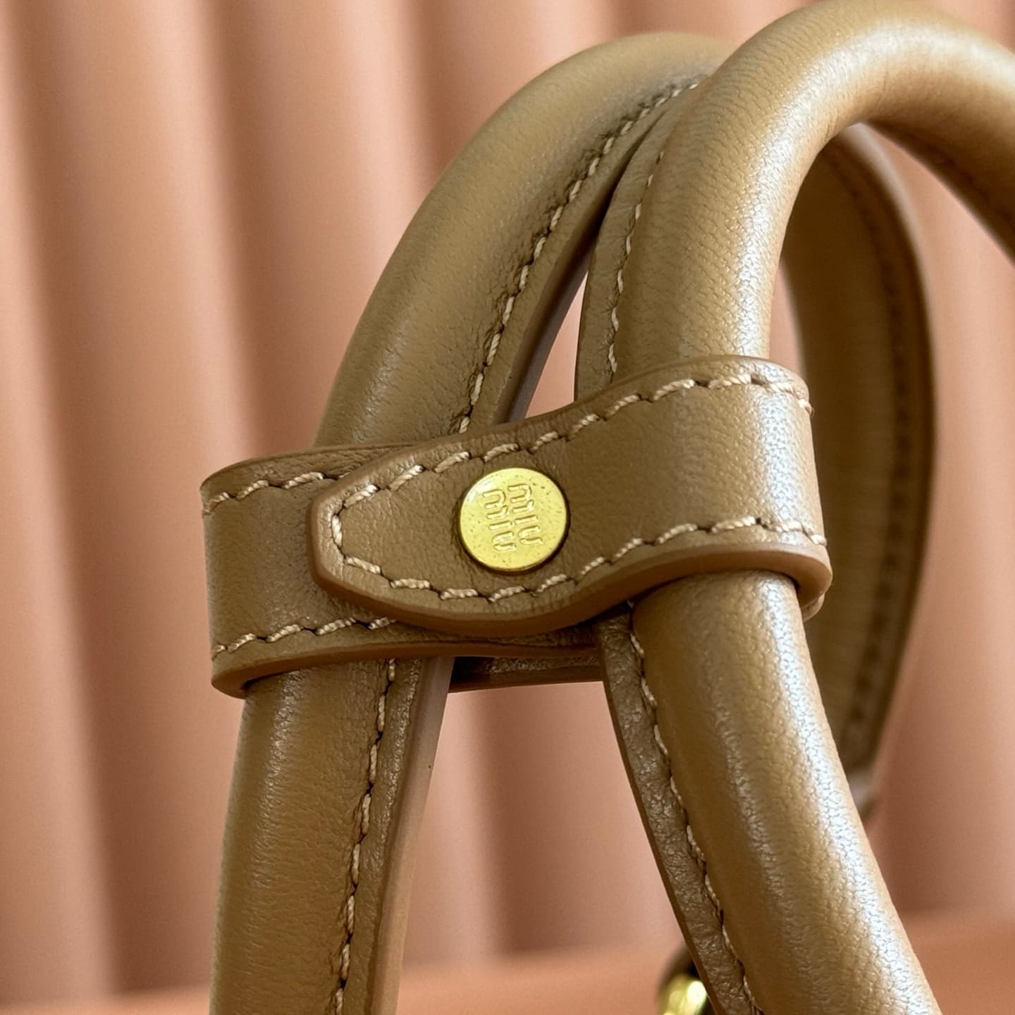 Miu Miu Arcadie Matelassé nappa leather bag Caramel 5BB191 TOP