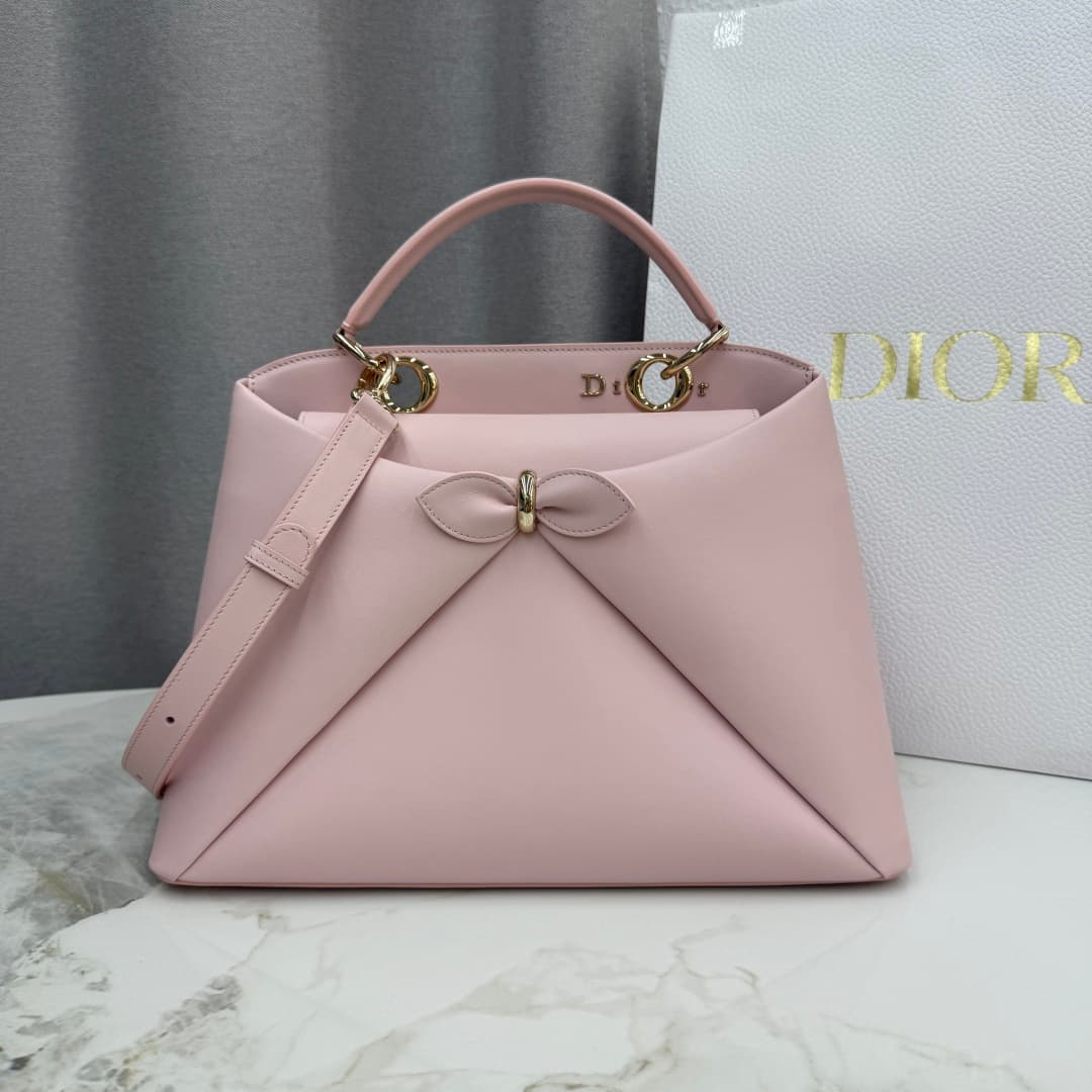 Large Dior Cigale Bag Pink Shiny Supple Calfskin High