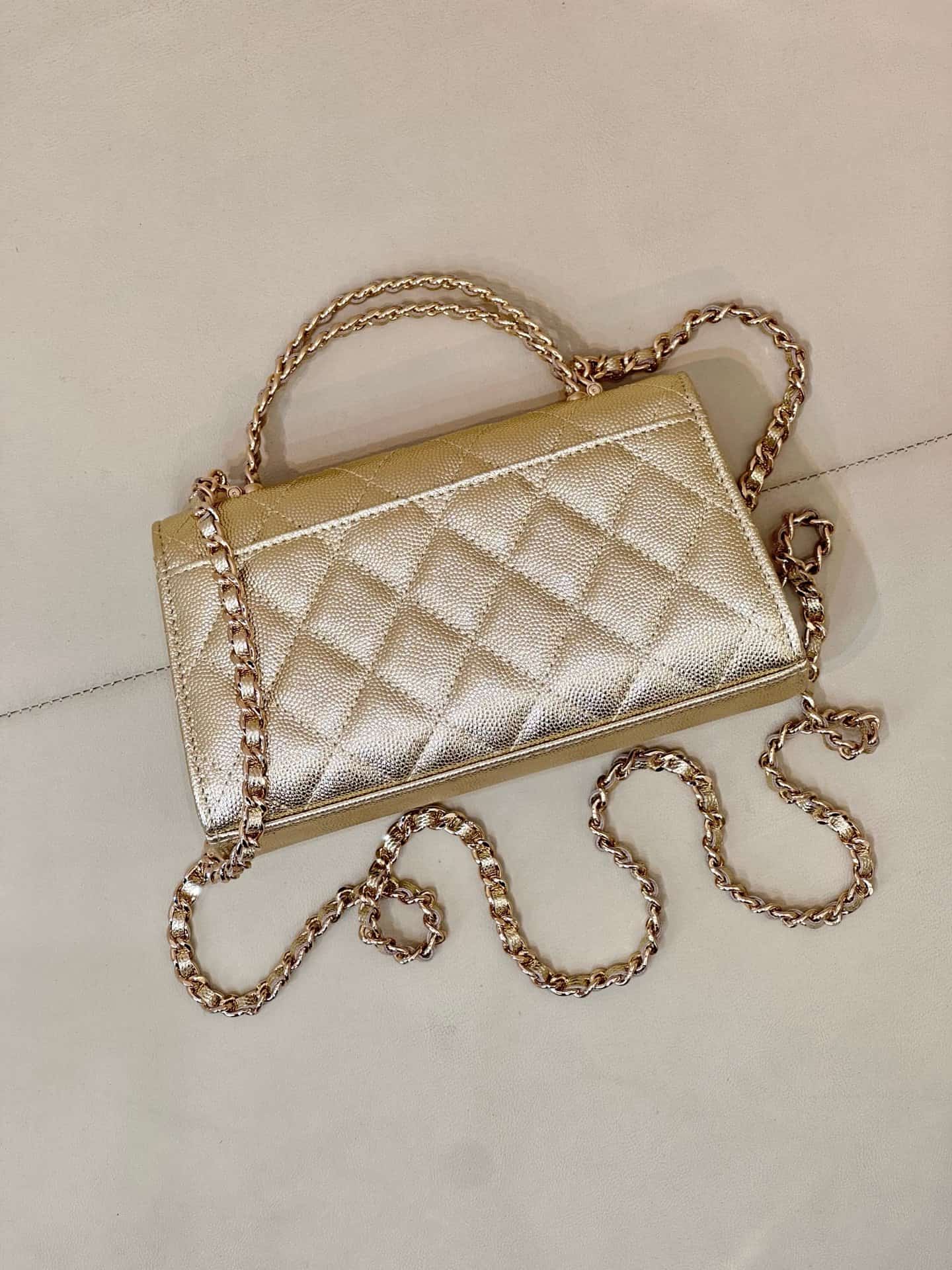 Chanel Clutch with chain Grained Calfskin&Gold-Tone Metal Gold AP3238 TOP