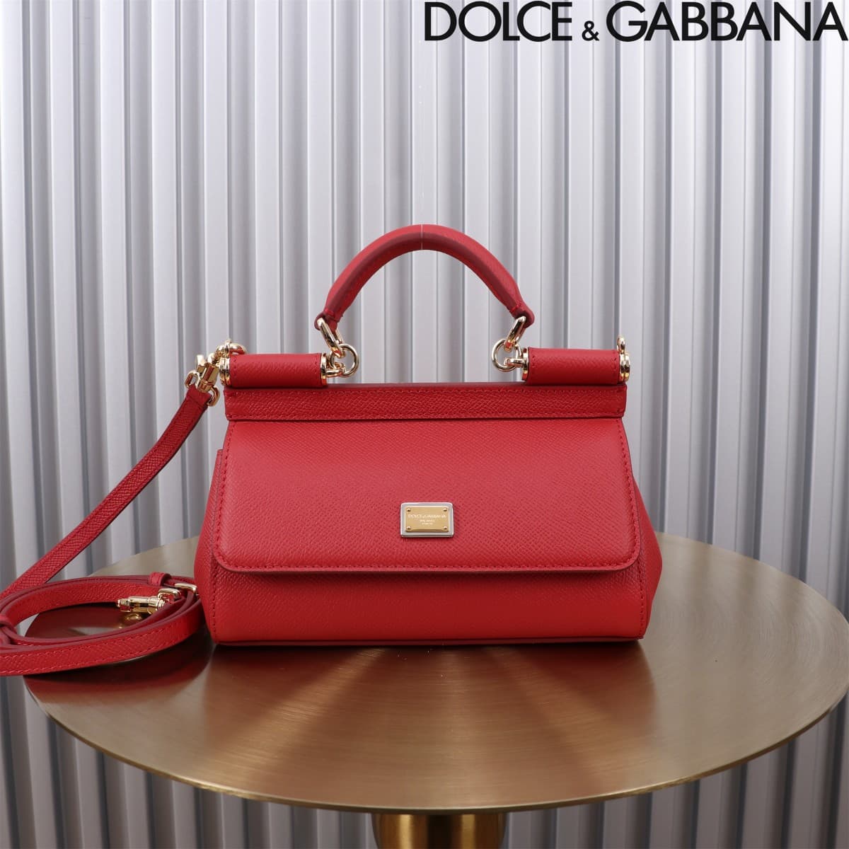 Dolce & Gabbana Miss Sicily top handle bag calfskin leather Red High