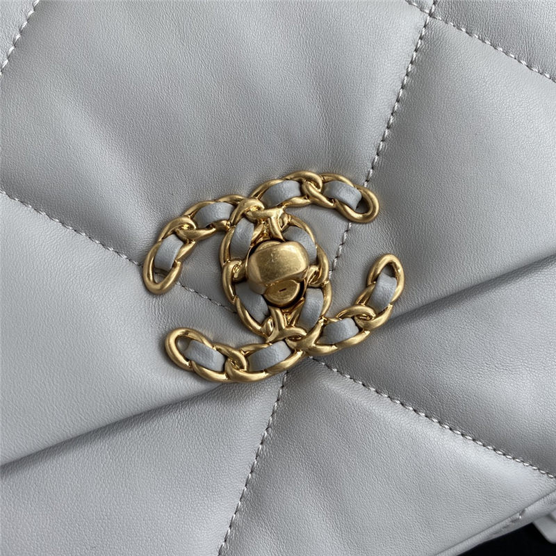 Chanel 19 Flap Bag Lambskin Grey High