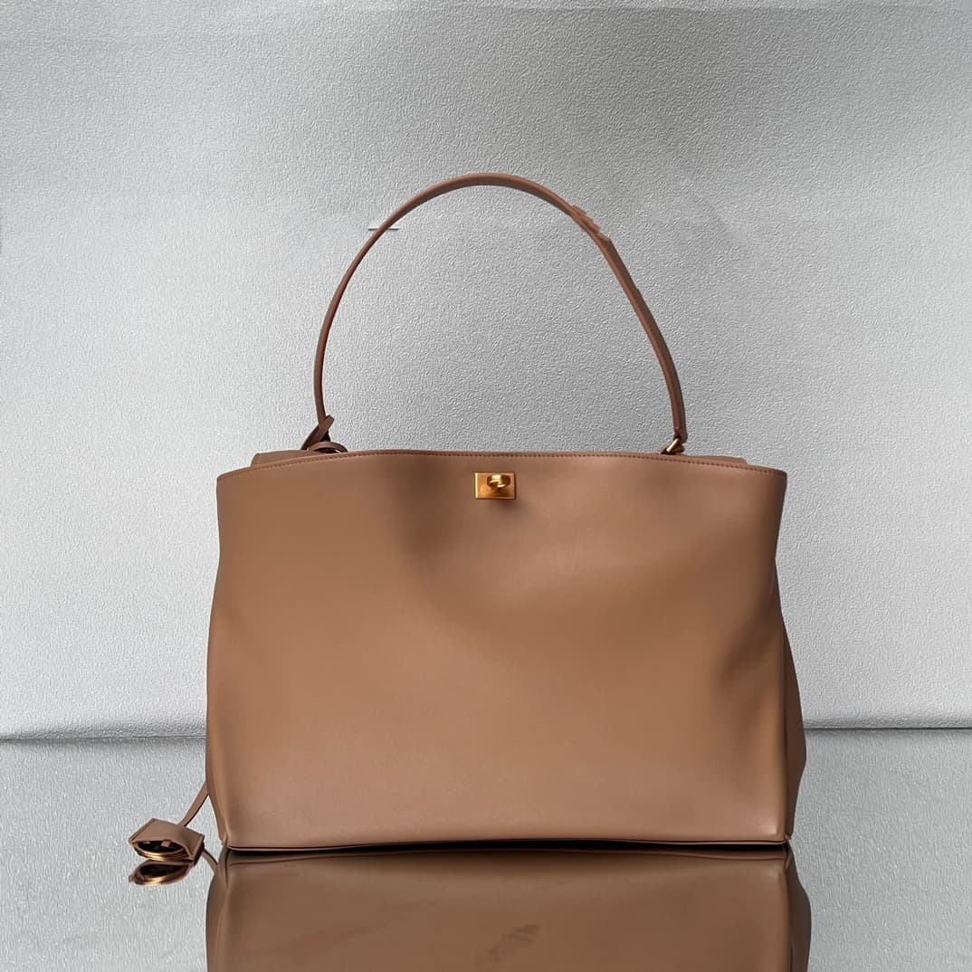 Balenciaga Rodeo Large Bag in Latte Leather With Gold-Tone Metal TOP