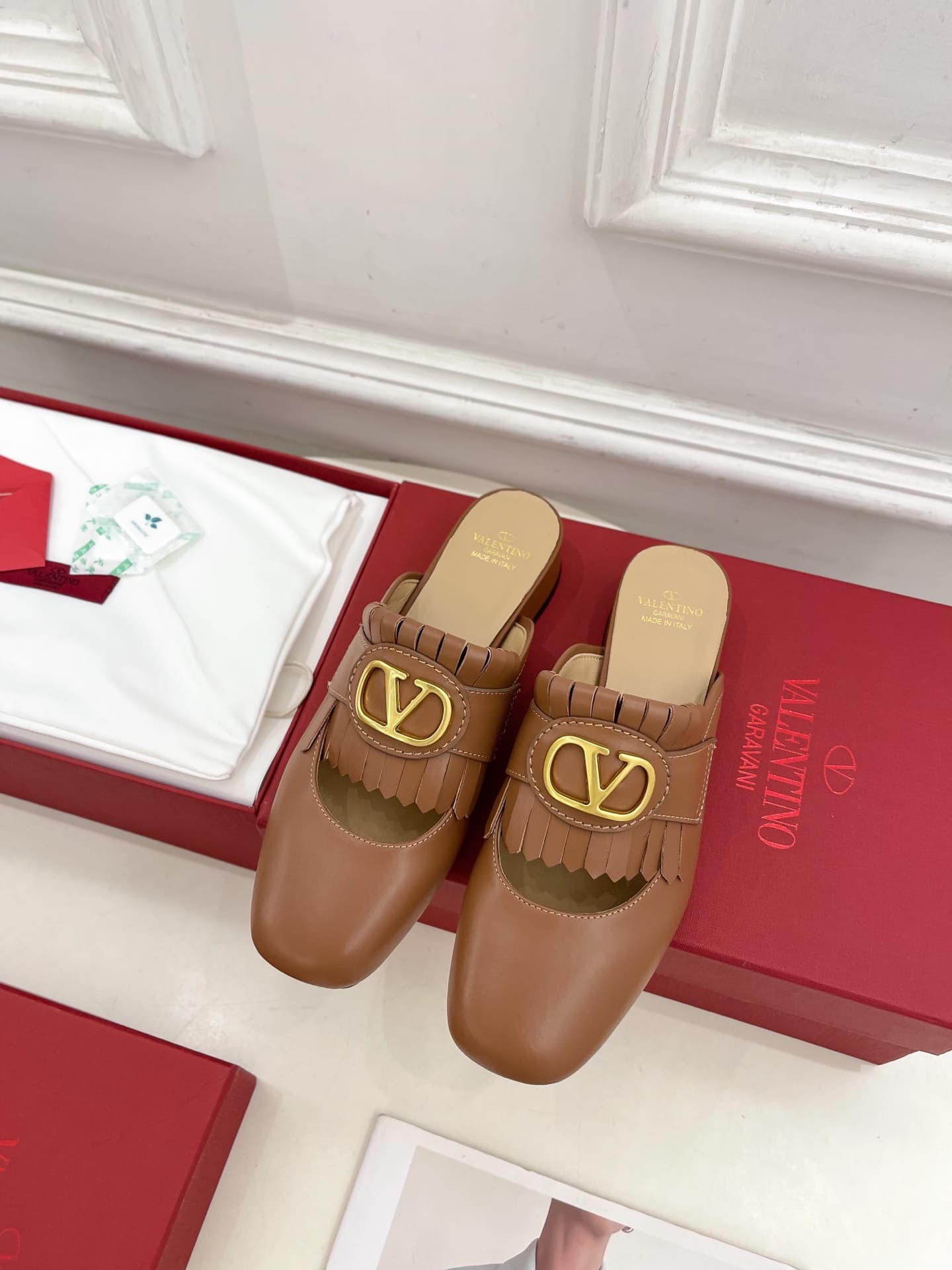 Valentino Vlogo Signature Calfskin Moccasin Mule Shoes Women