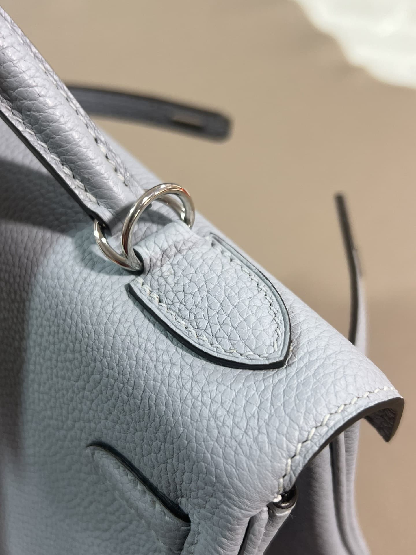 Hermes Kelly 25/28/32cm Retourne Bag Togo Leather In Grey-Blue WAX High