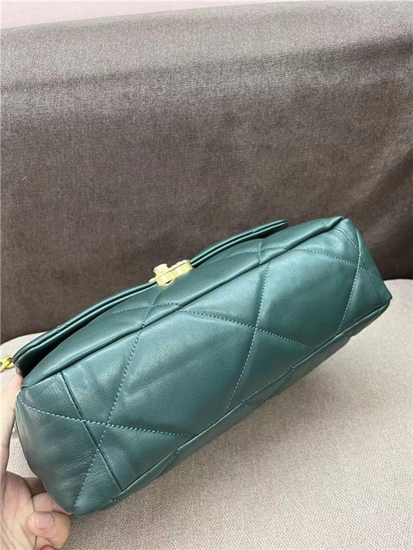 Large Chanel 19 Flap Bag Lambskin Ocean Blue High