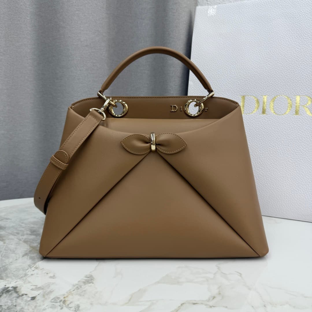 Large Dior Cigale Bag Caramel Shiny Supple Calfskin High