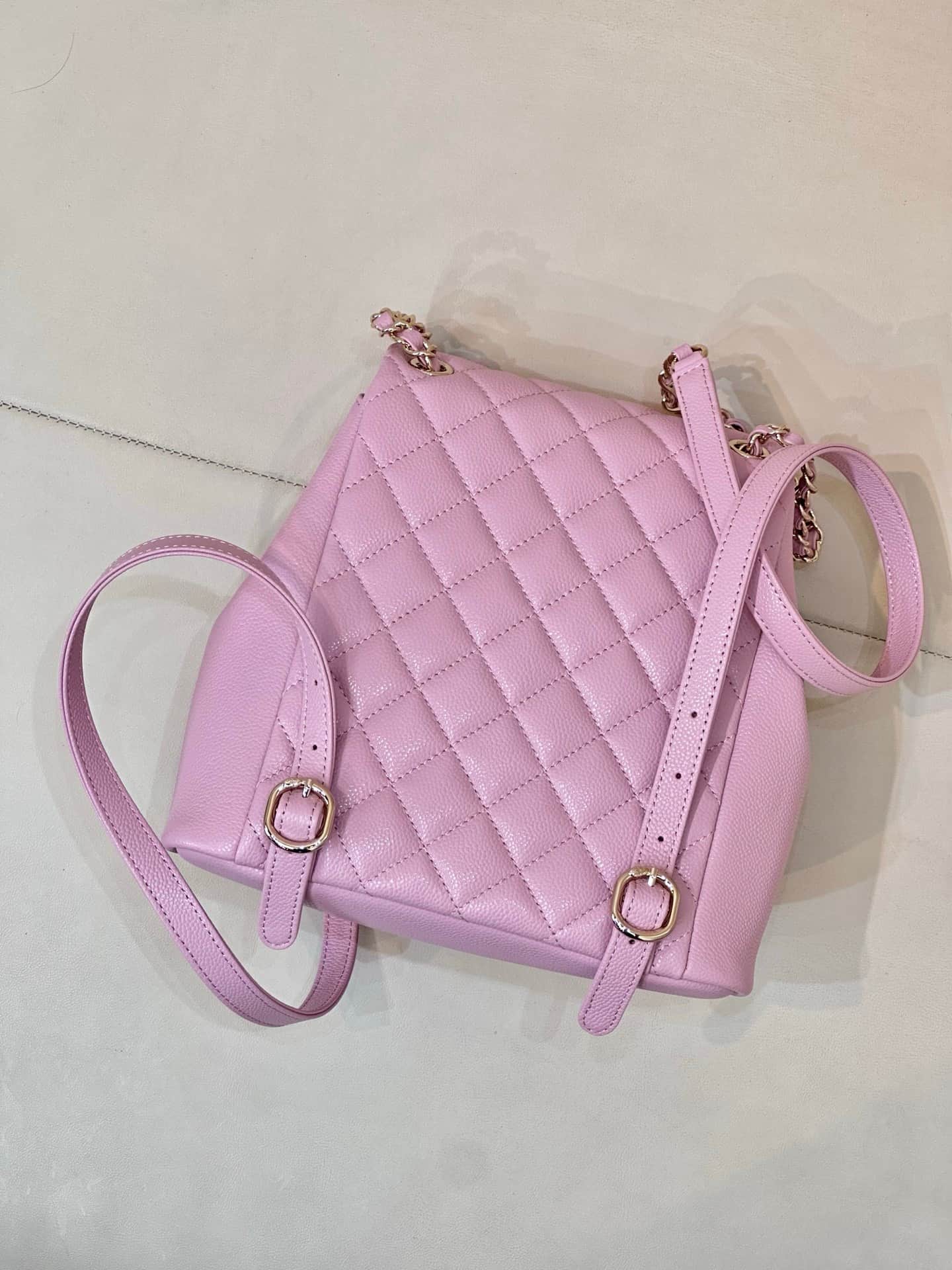 Chanel BACKPACK AS3860 Grained Shiny Calfskin & Gold-Tone Metal Pink TOP