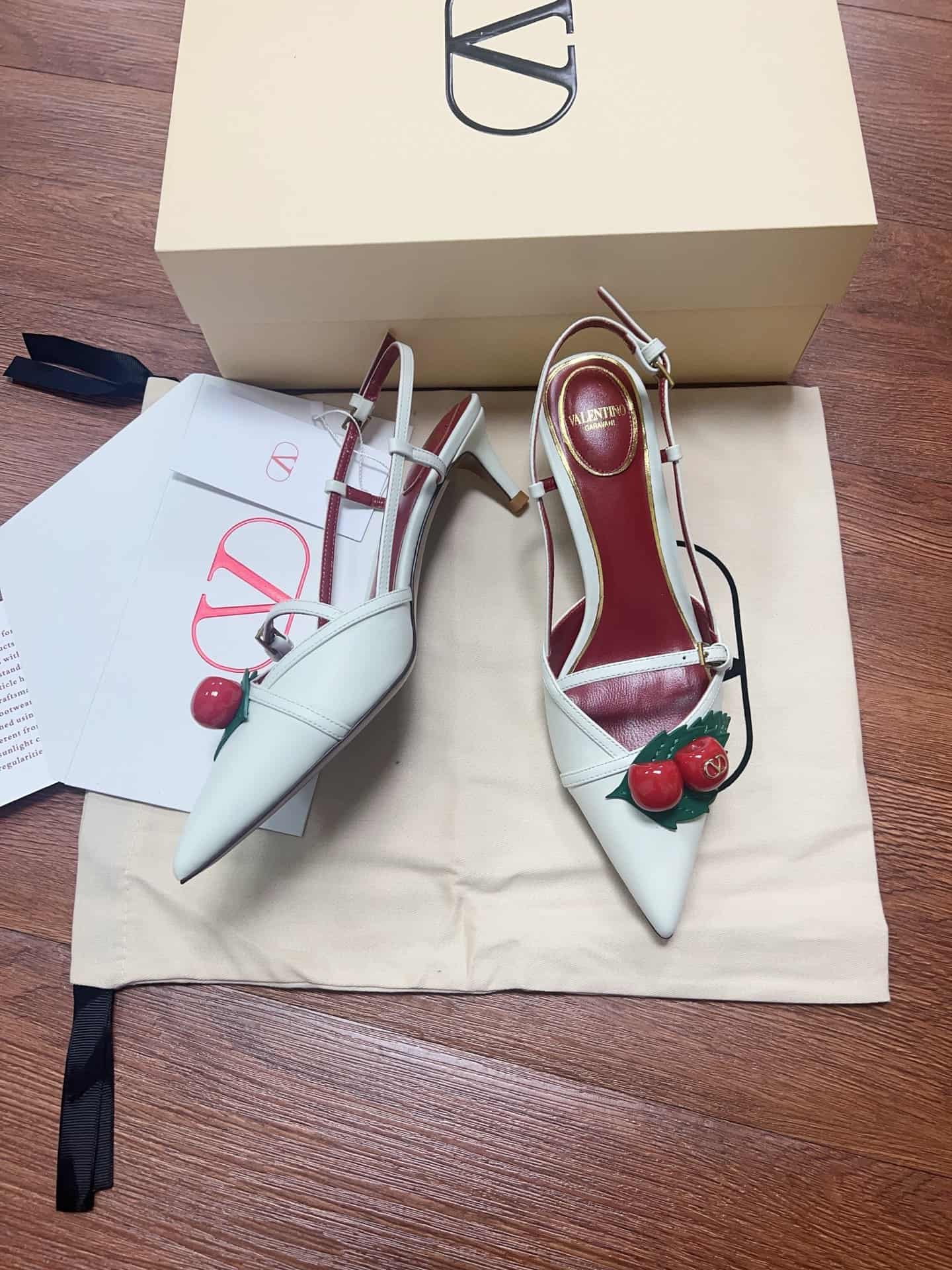 Valentino Garavani Leather Cherryfic Slingback Pumps