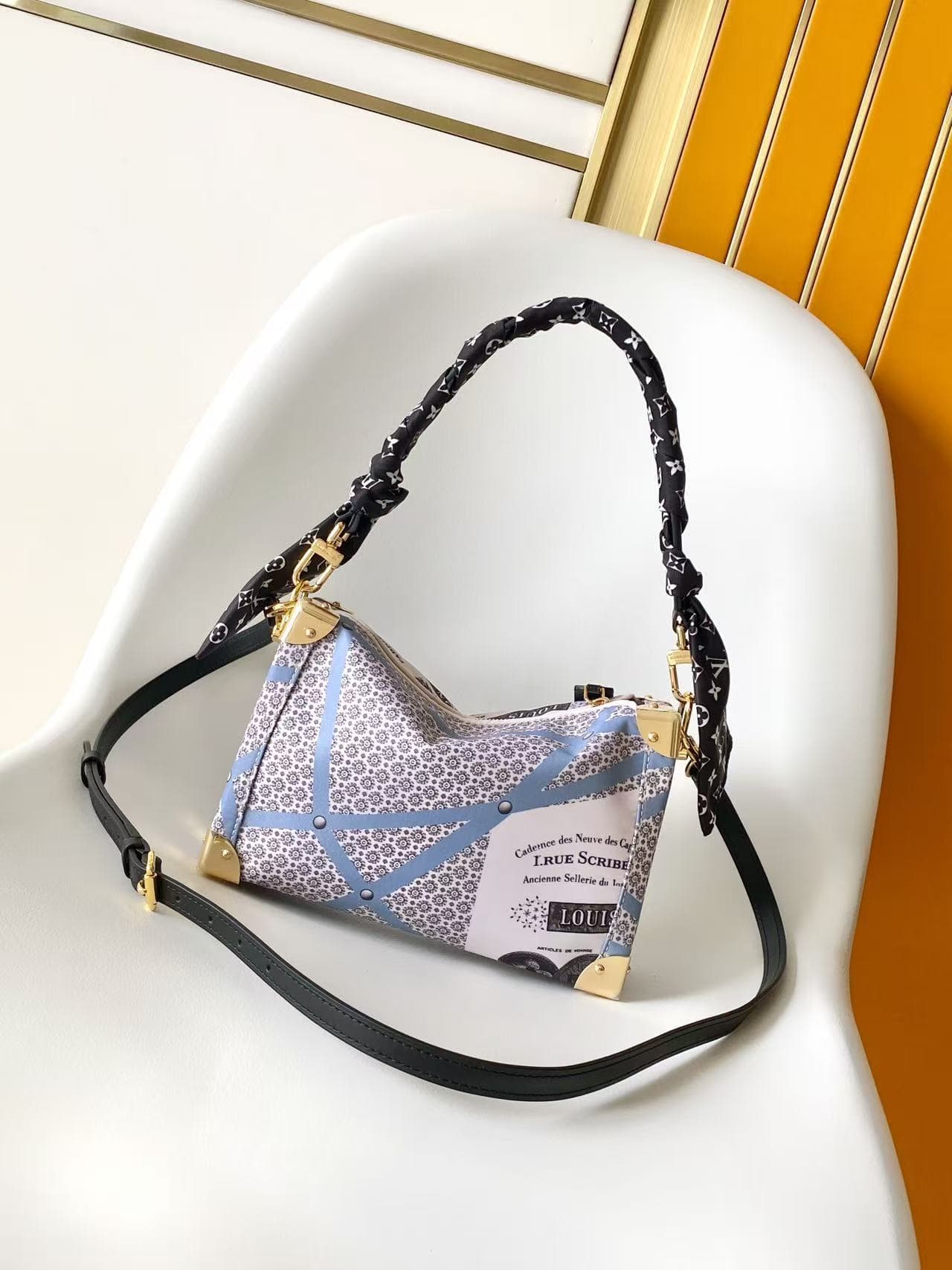 Louis Vuitton Side Trunk MM Beige/Blue M28749 High