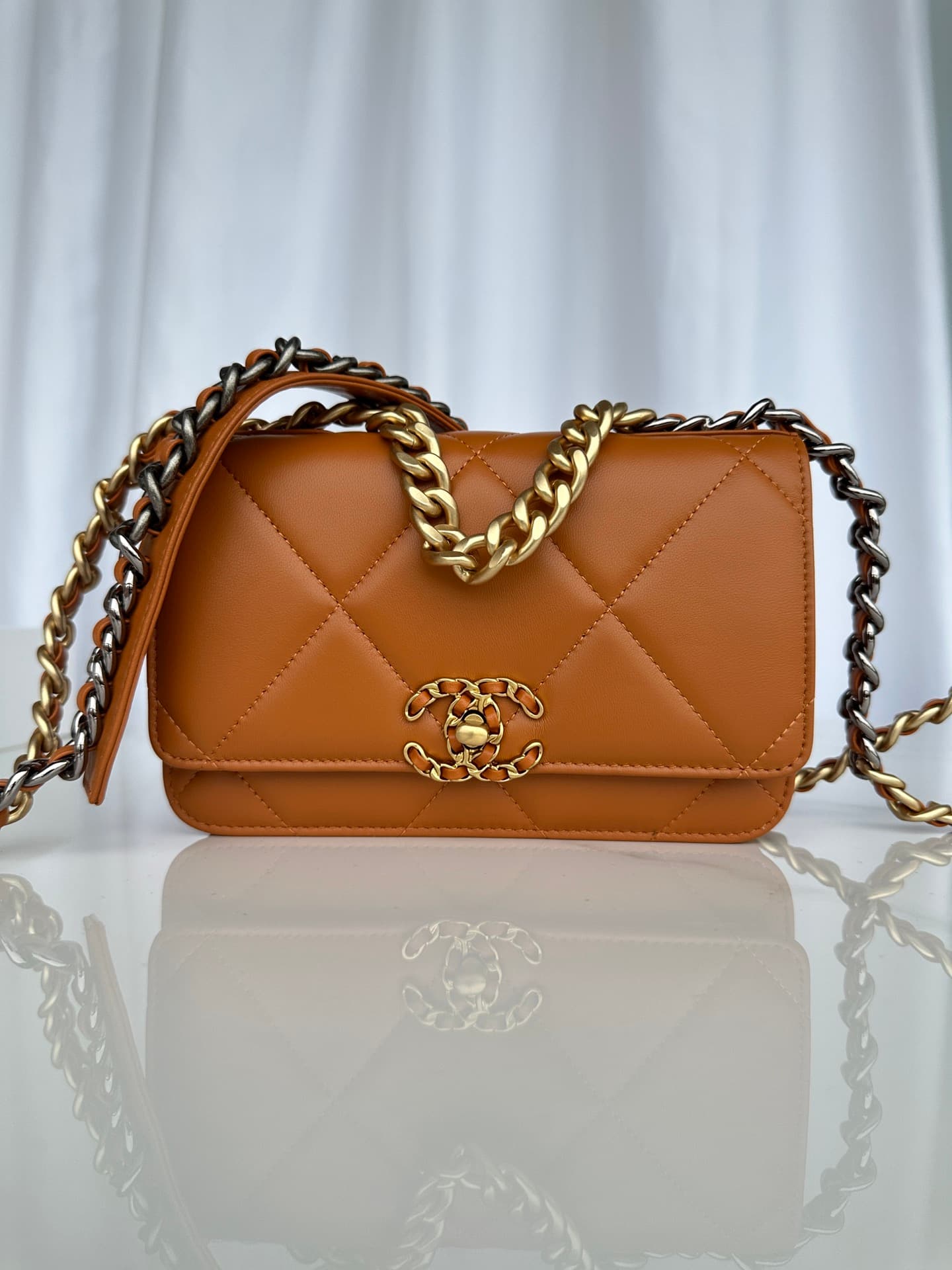 Chanel Wallet on Chain Lambskin Leather & Gold-Tone Metal Caramel AP0957 A
