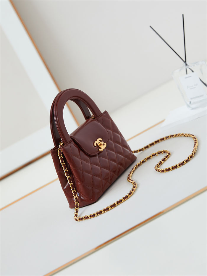 Chanel MINI SHOPPING BAG AS4416 Shiny Aged Calfskin & Gold-Tone Metal Brown A
