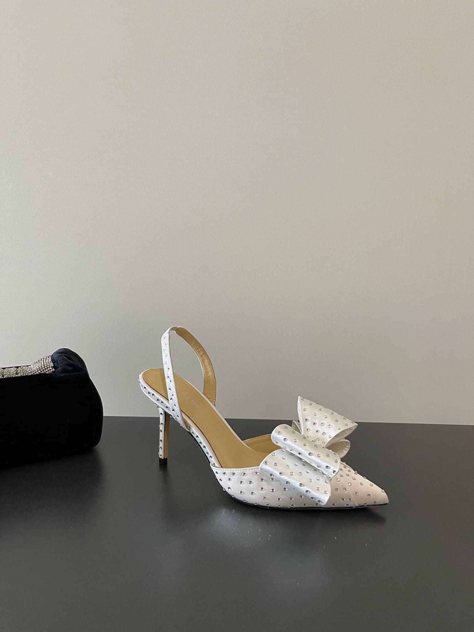 Mach Mach Le Cadeau Bow Crystal Pointed Toe Slingback Shoes Women