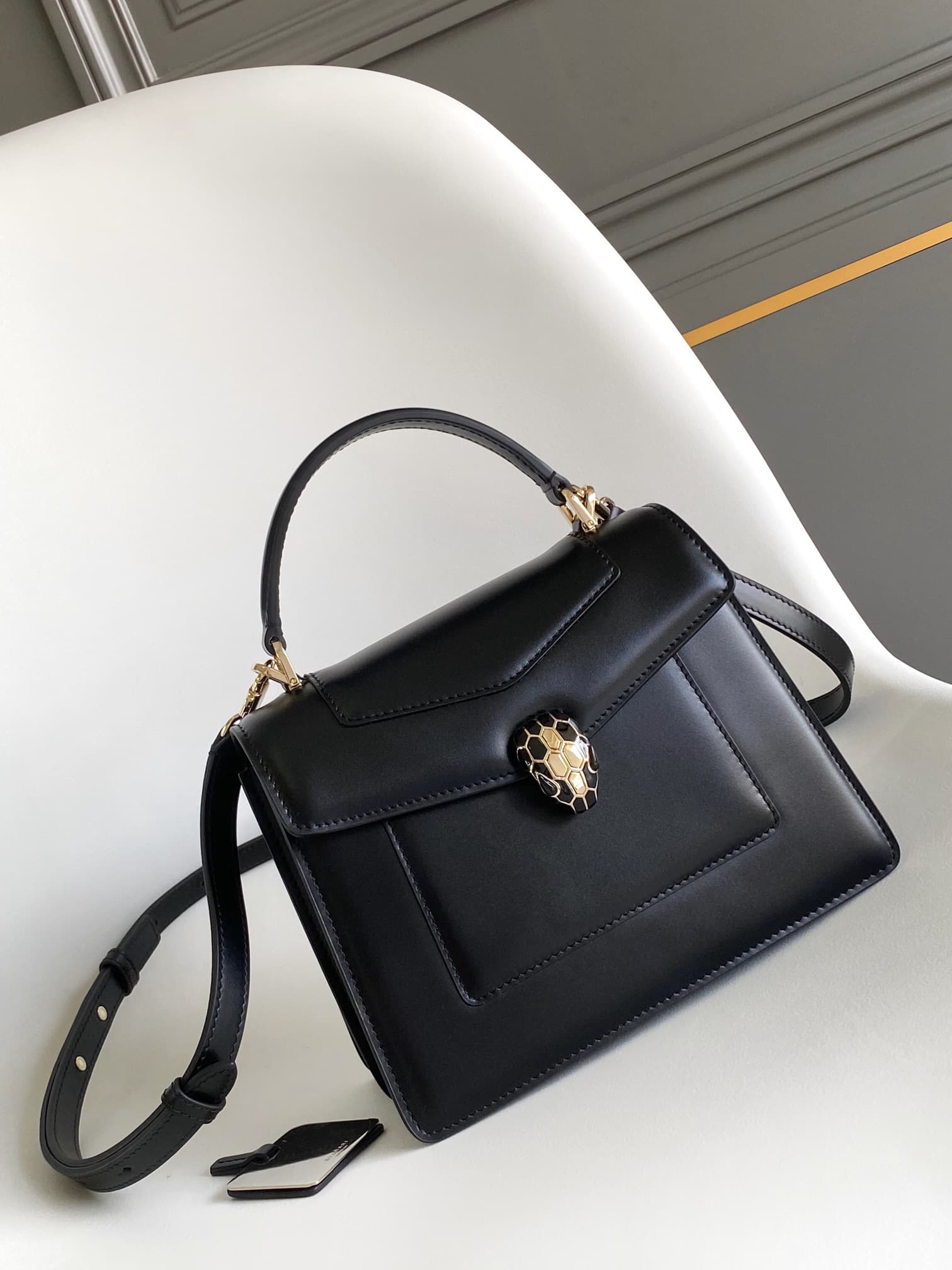 BVLGARI Serpenti Forever Medium Top Handle Bag 293663  in Black High