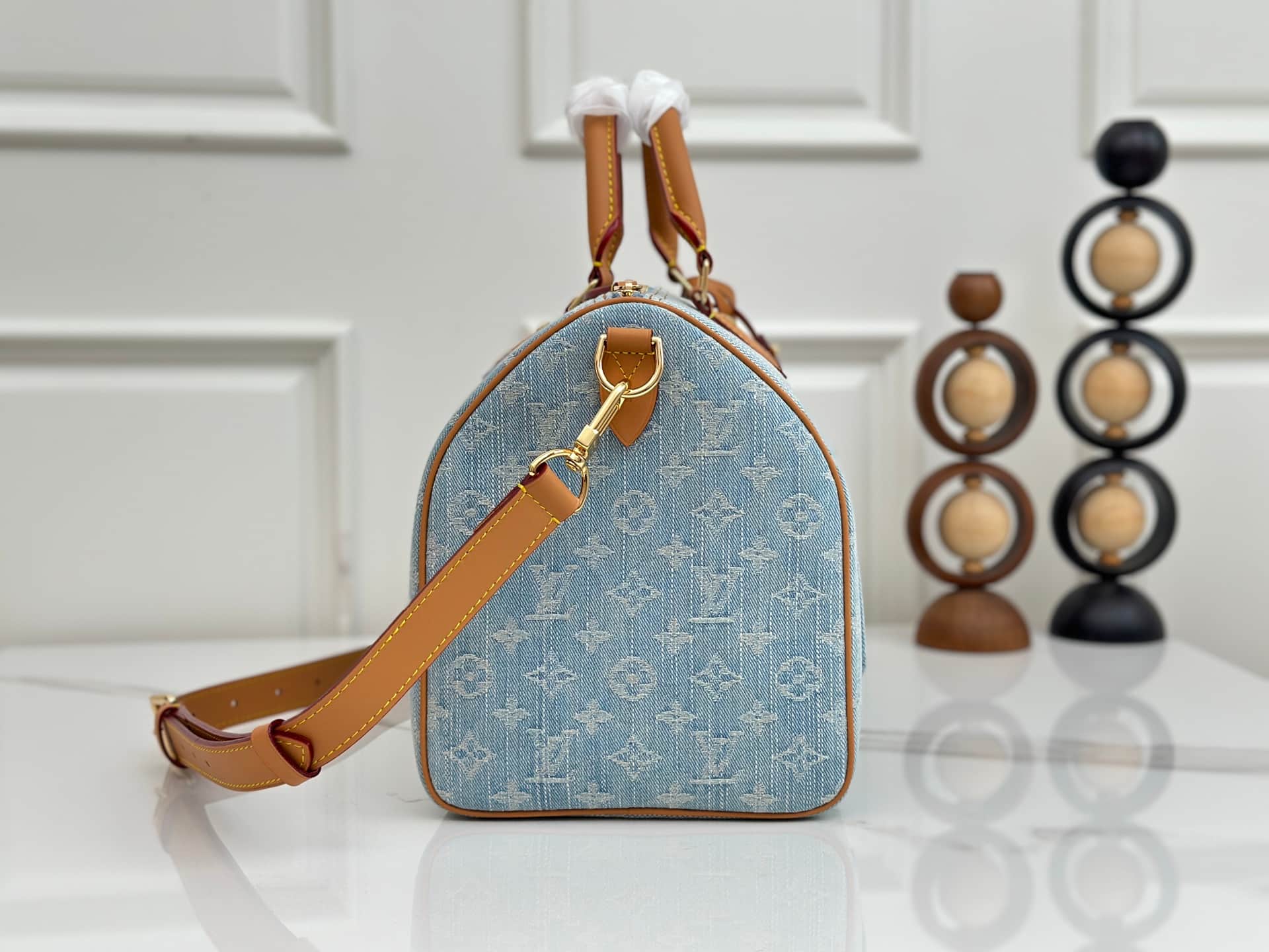 Louis Vuitton Speedy 30 Bandoulière Blue Monogram Denim M2A209 High
