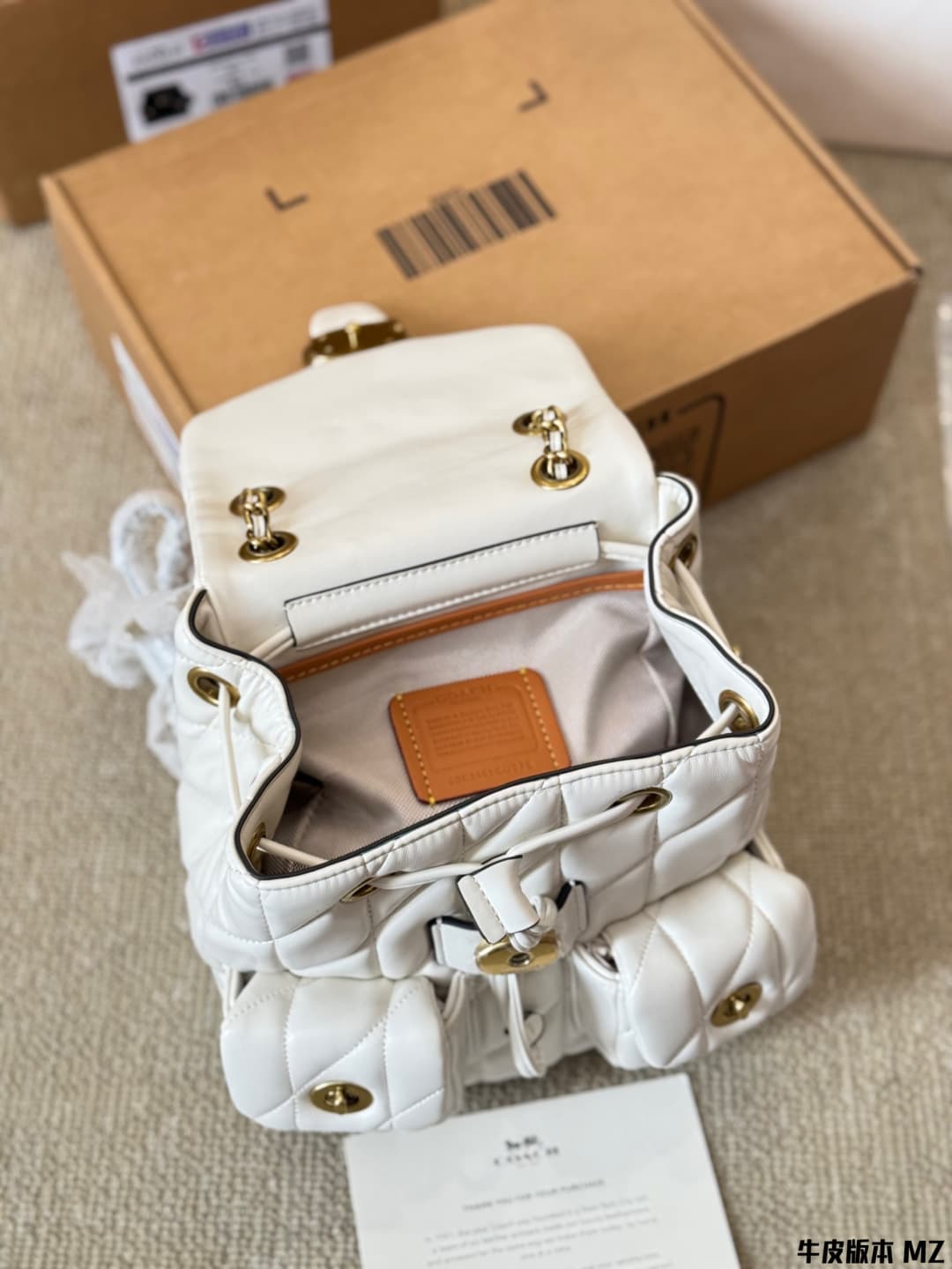 Coach Tabby Backpack With Pillow Quilting Nappa leather White