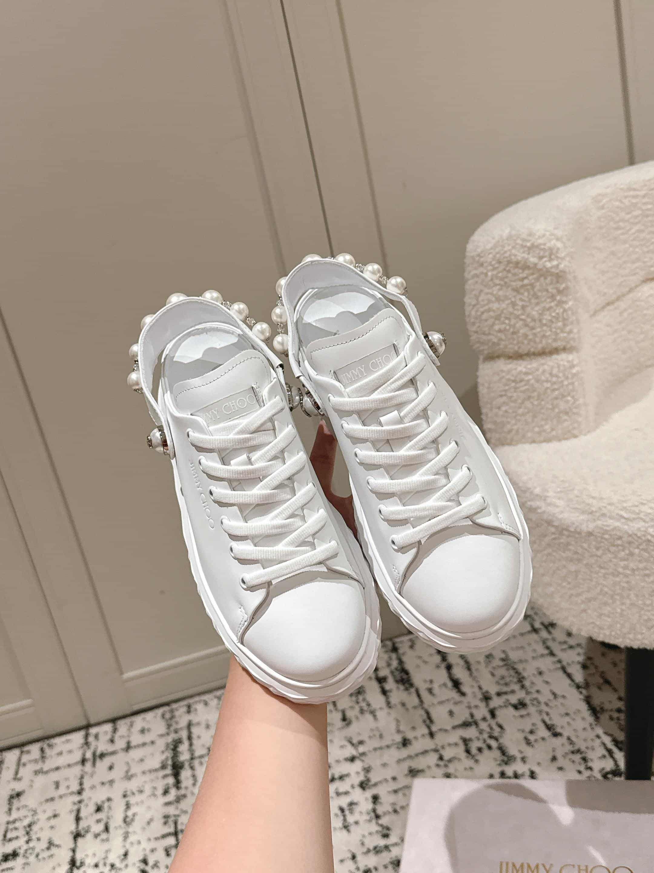 Jimmy Choo Diamond Maxi Crystal Nappa Leather Trainer shoes Women