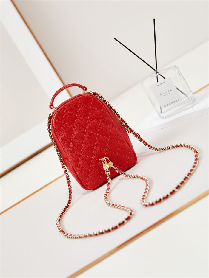 Chanel Mini Backpack Grained Calfskin Gold-Tone Metal AP3753 Red A