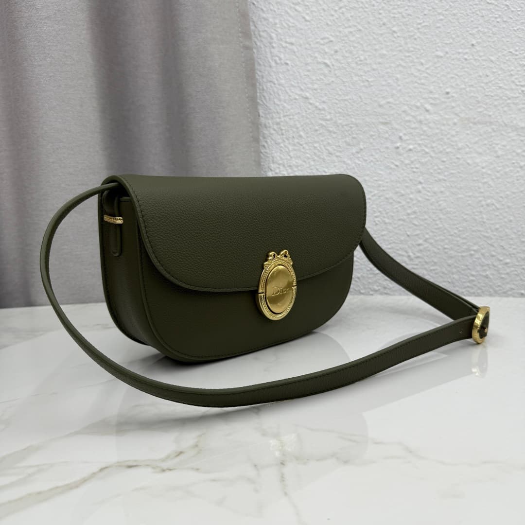 Dior Médaillon Flap Bag Green Grained Calfskin M3920 High