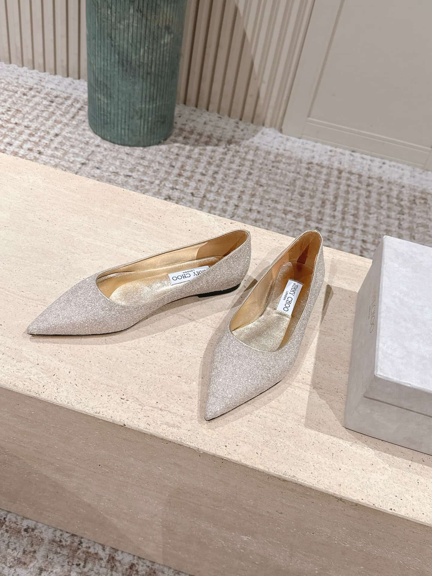 Jimmy Choo Romy Dusty Glitter Flats