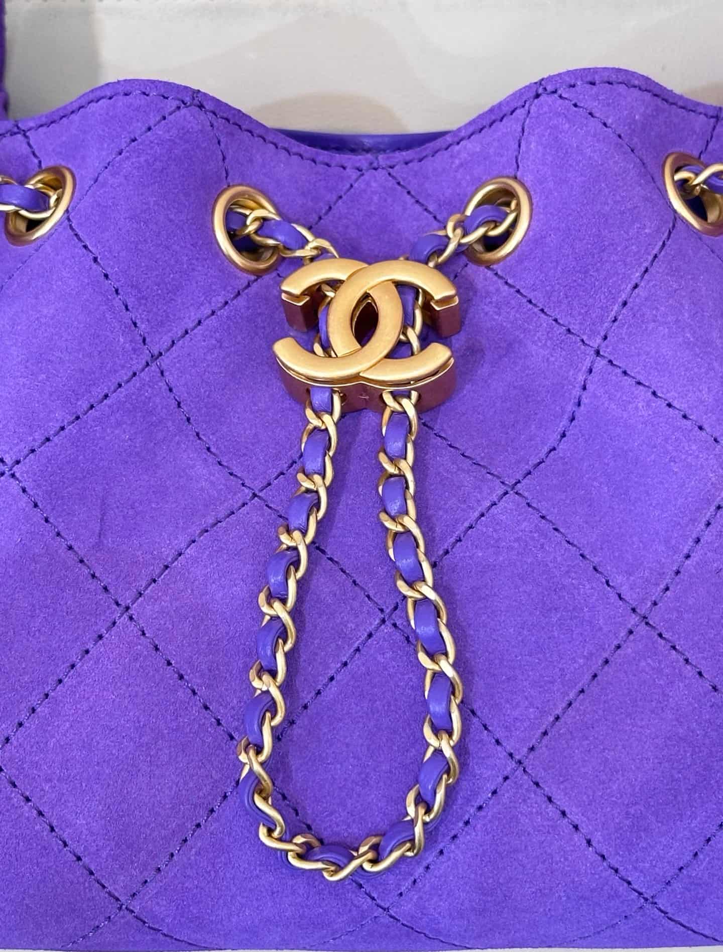 CHANEL 25 Mini Handbag AS5631 Suede &Gold-tone Metal Purple TOP