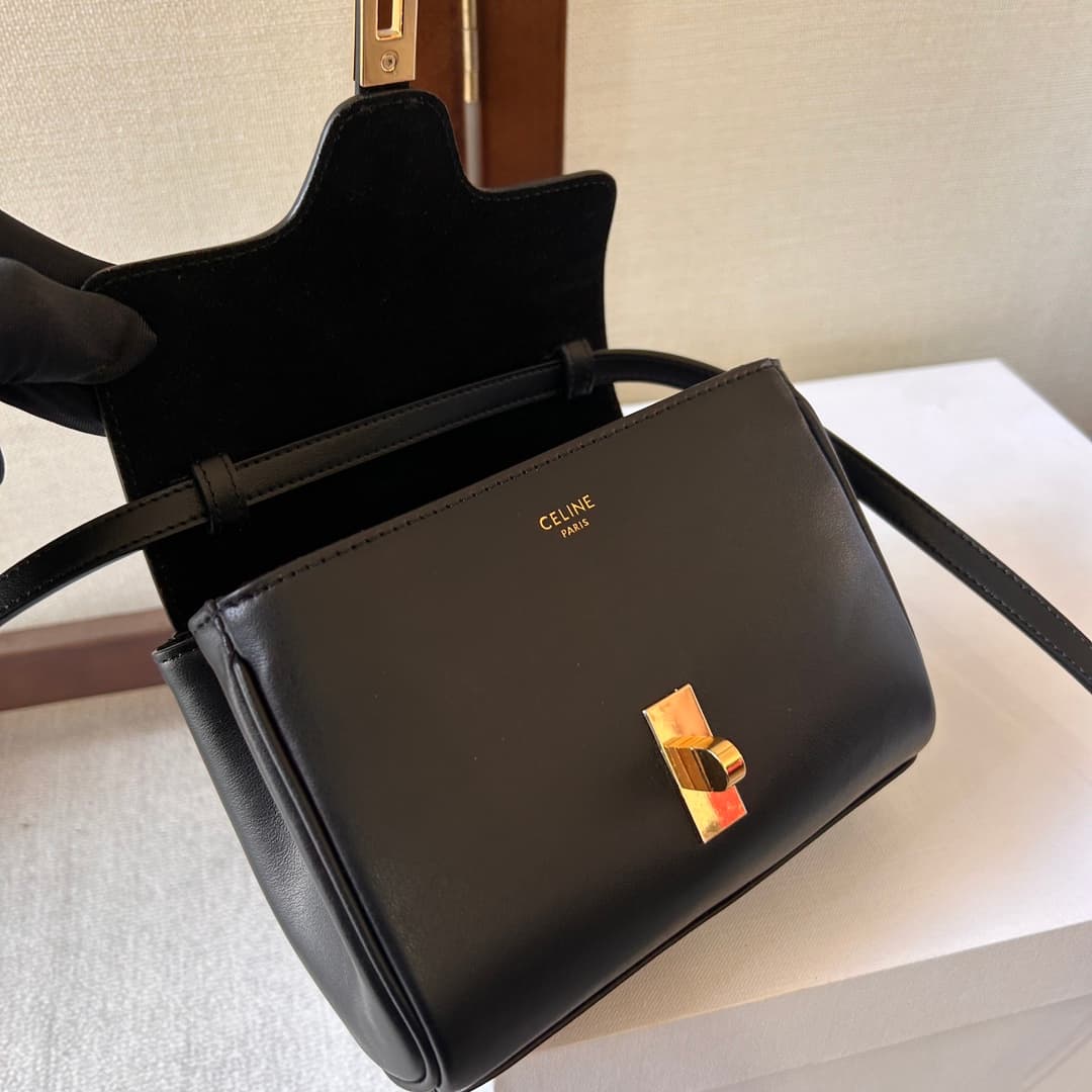 Celine Calfskin Small 16 Bag in Black High
